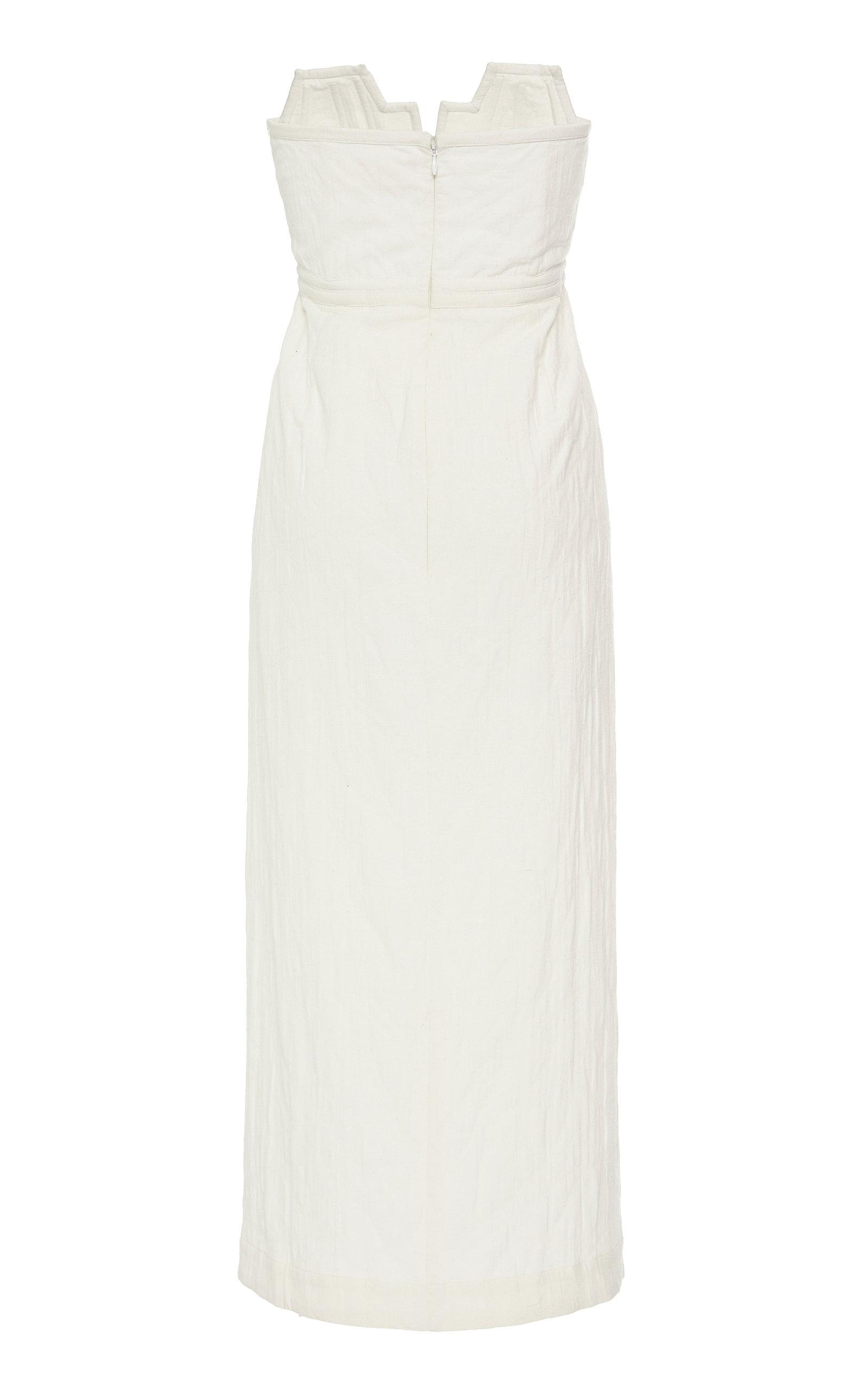 Mara Hoffman Aurelia Cotton-linen Strapless Midi Dress in White - Lyst