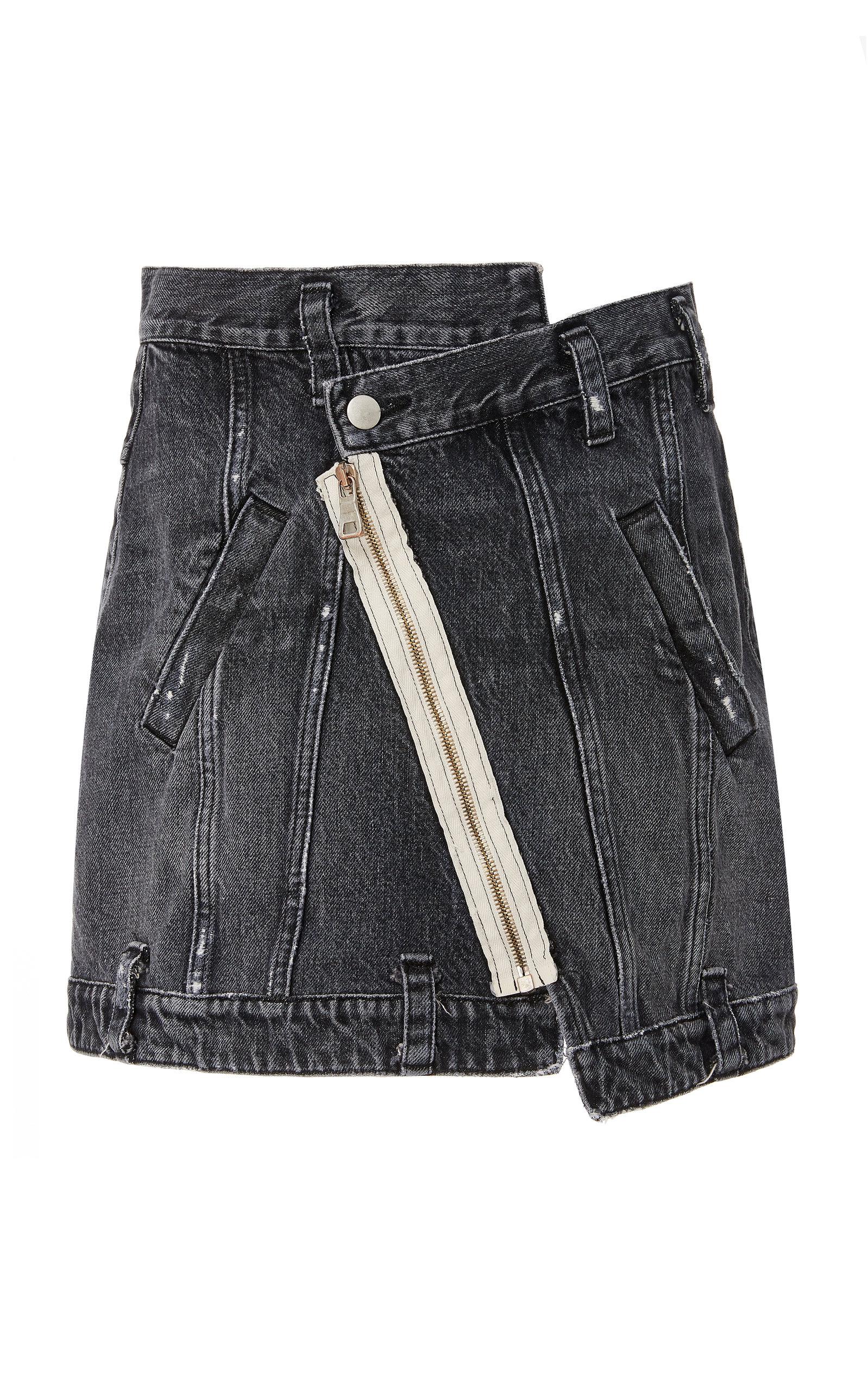 asymmetrical denim mini skirt