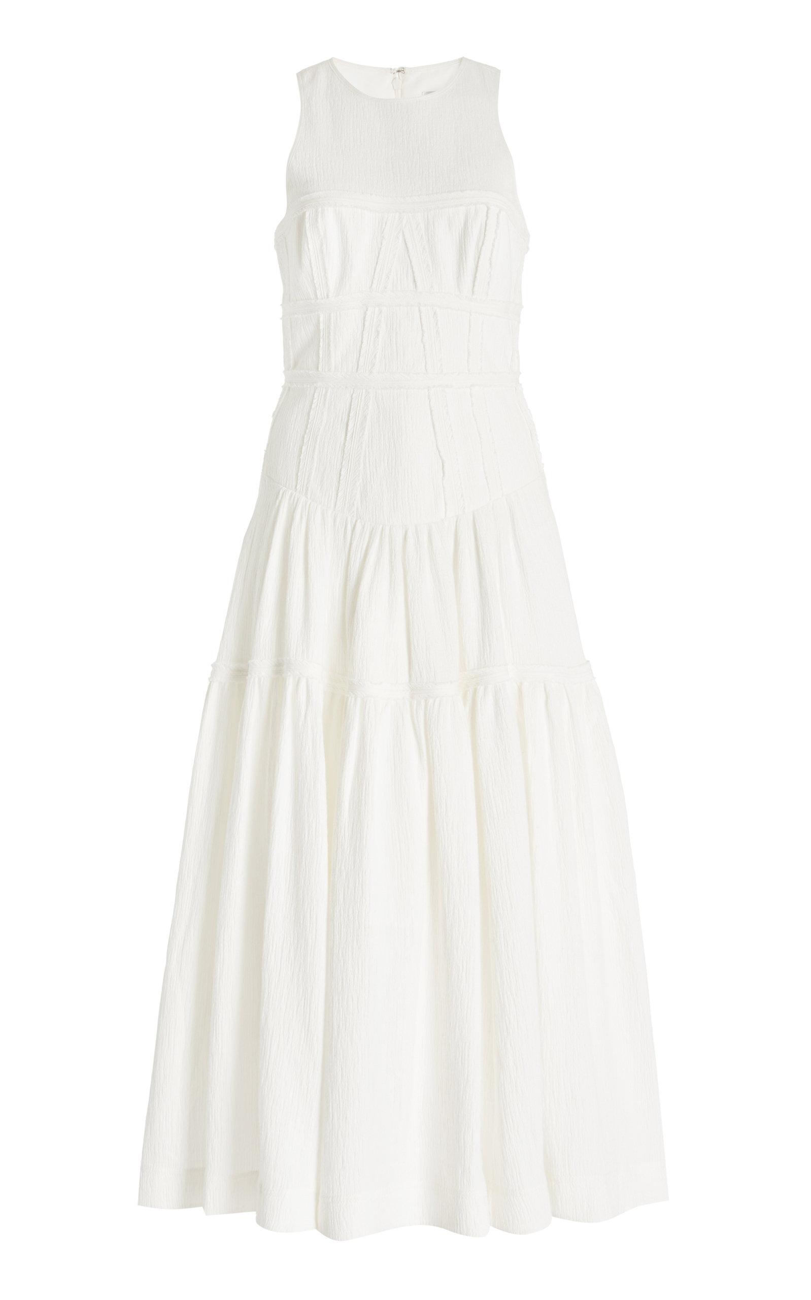 Aje. Tidal Corset Linen-blend Midi Dress in White | Lyst