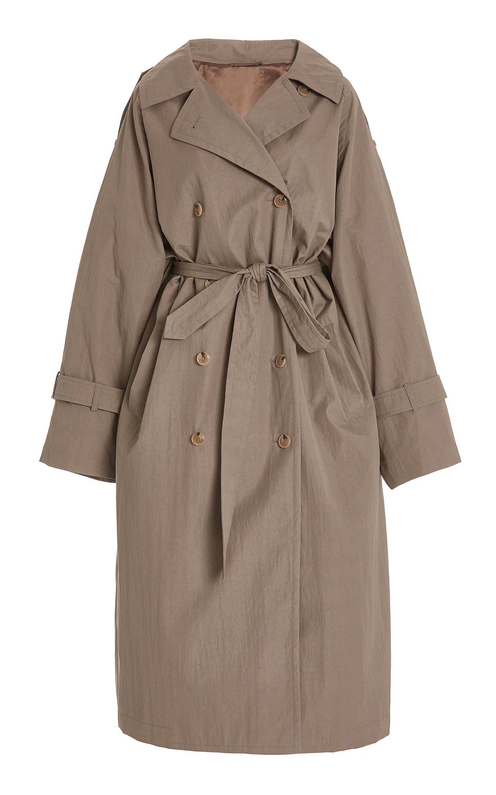 Totême Techno Cotton Trench Coat in Brown | Lyst