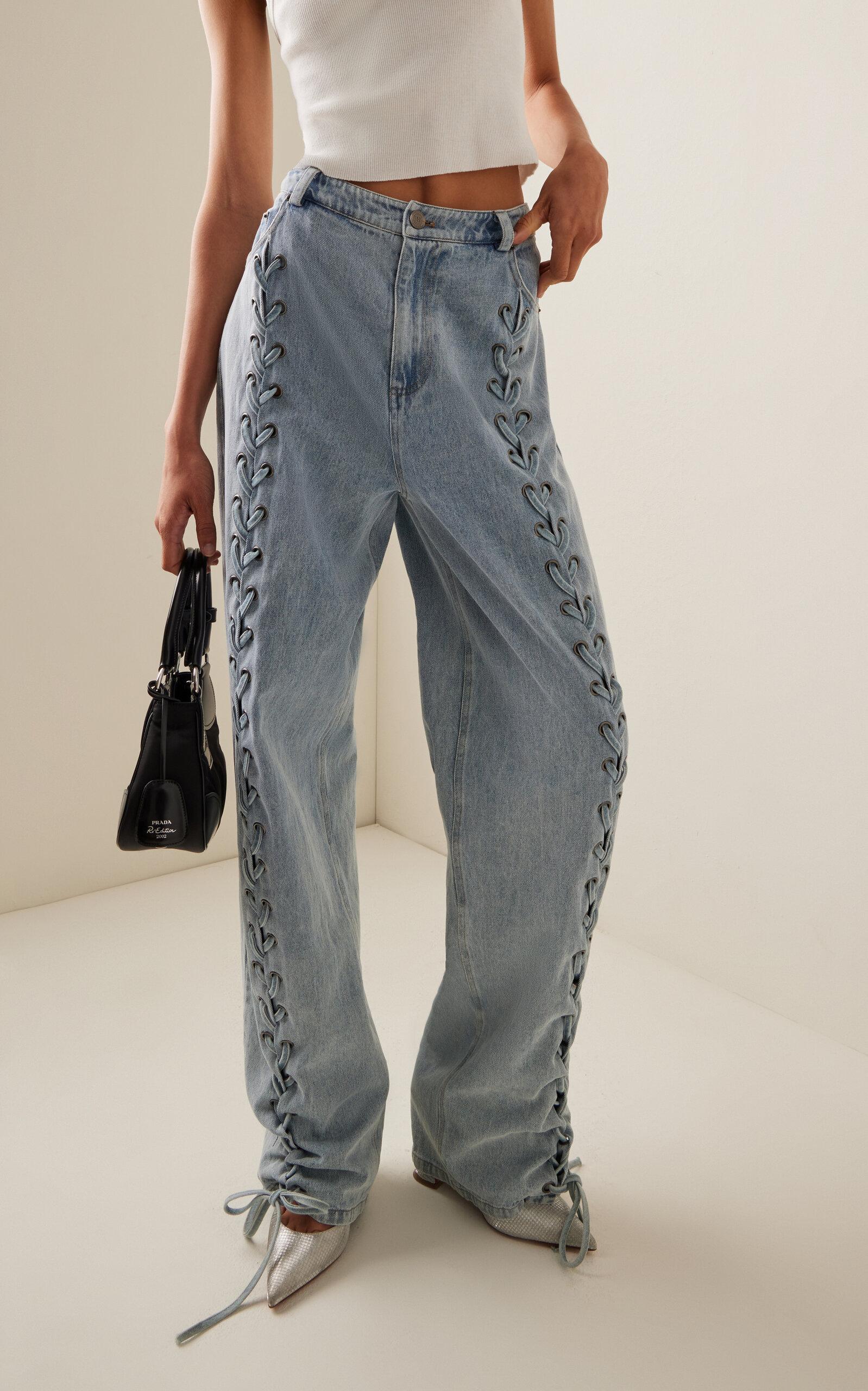 パンツ Rotate Birger Christensen Sports Pants With Laces ROTATE BIRGER CHRISTENSEN Lace-up faux-leather flared pants