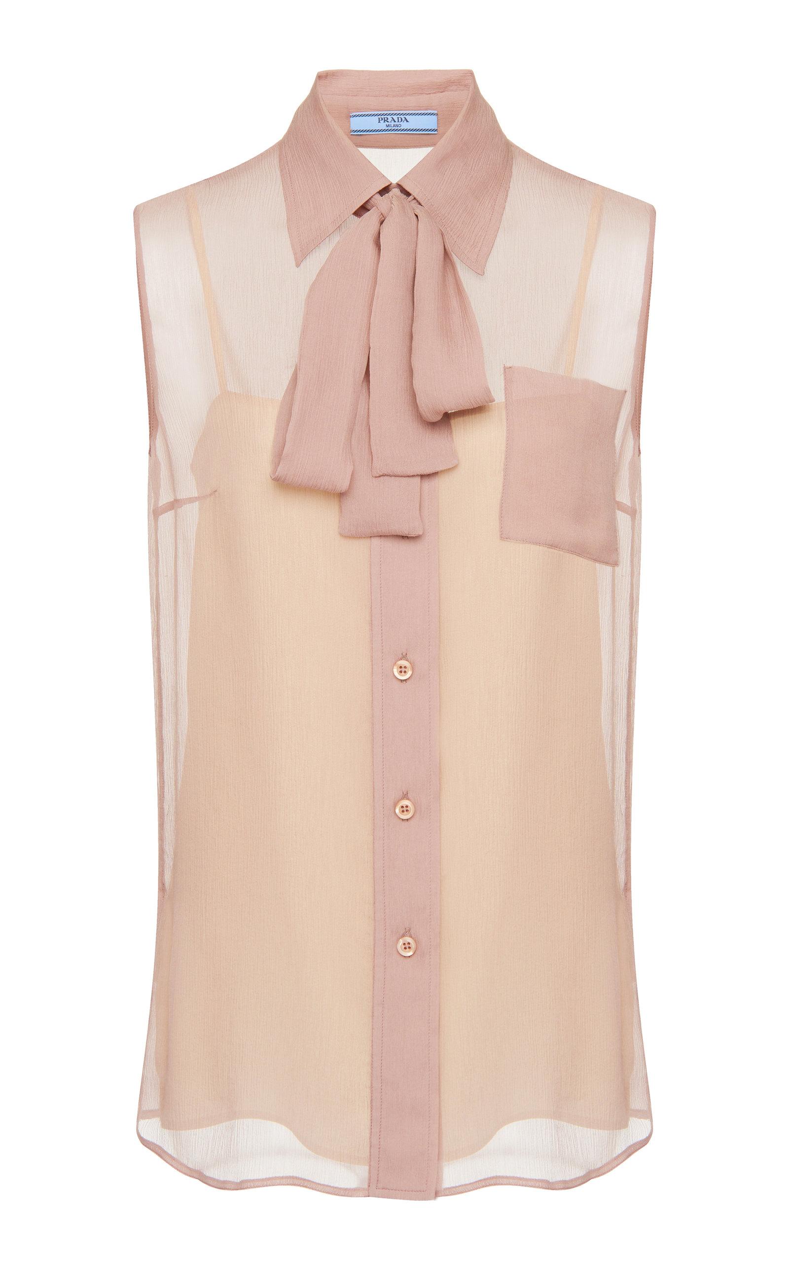 pink chiffon blouse with bow