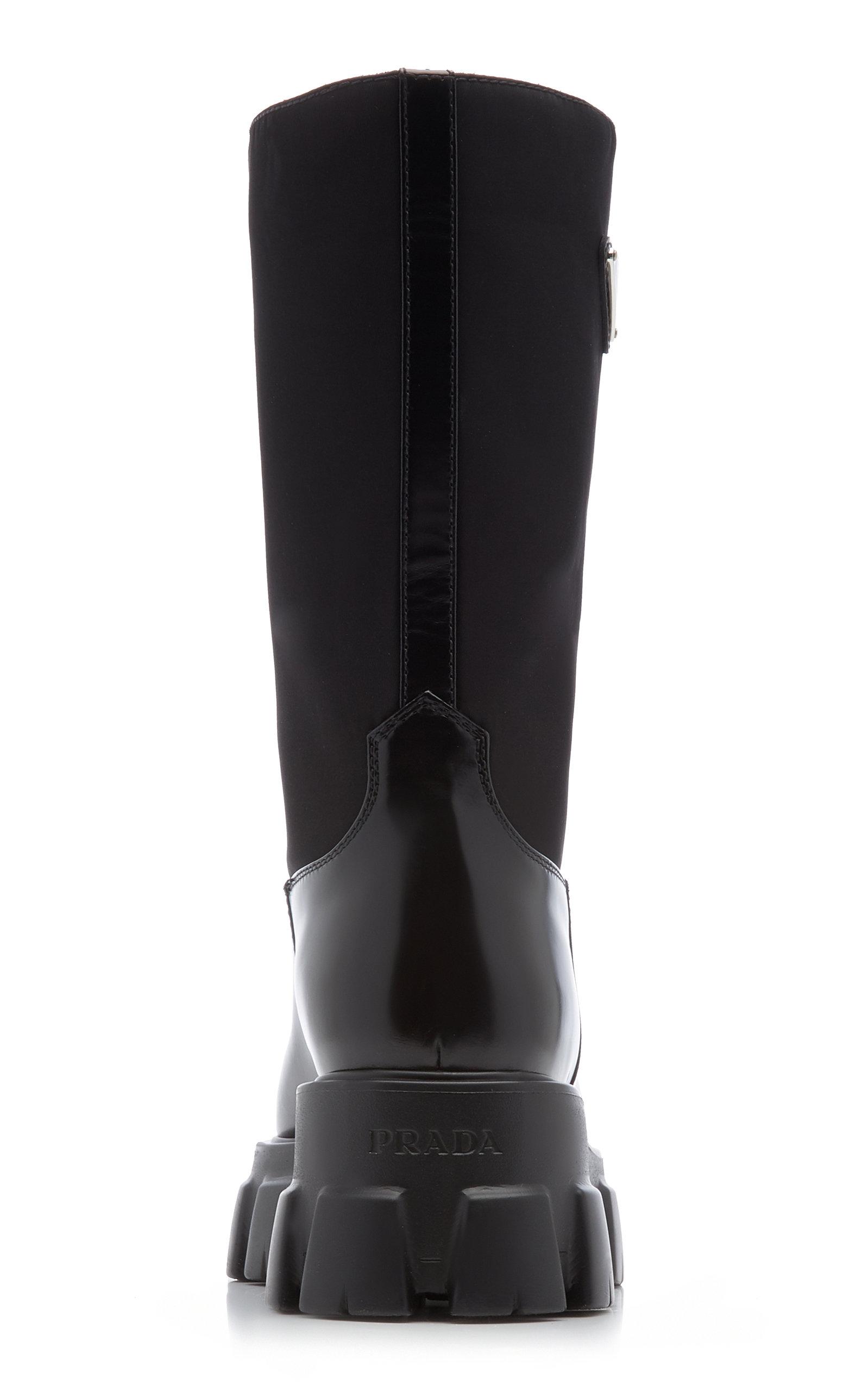Prada Leather Boots in Black - Lyst