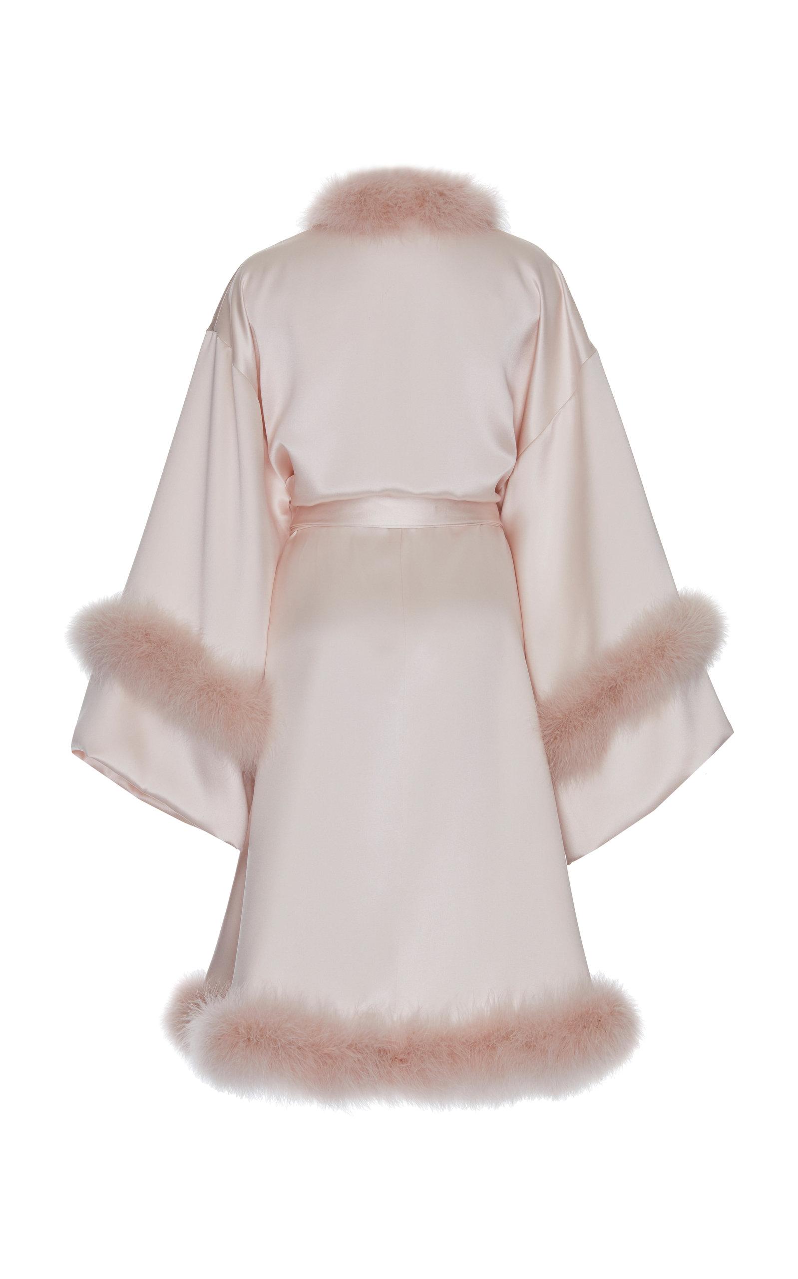 Fur trimmed Satin Robe