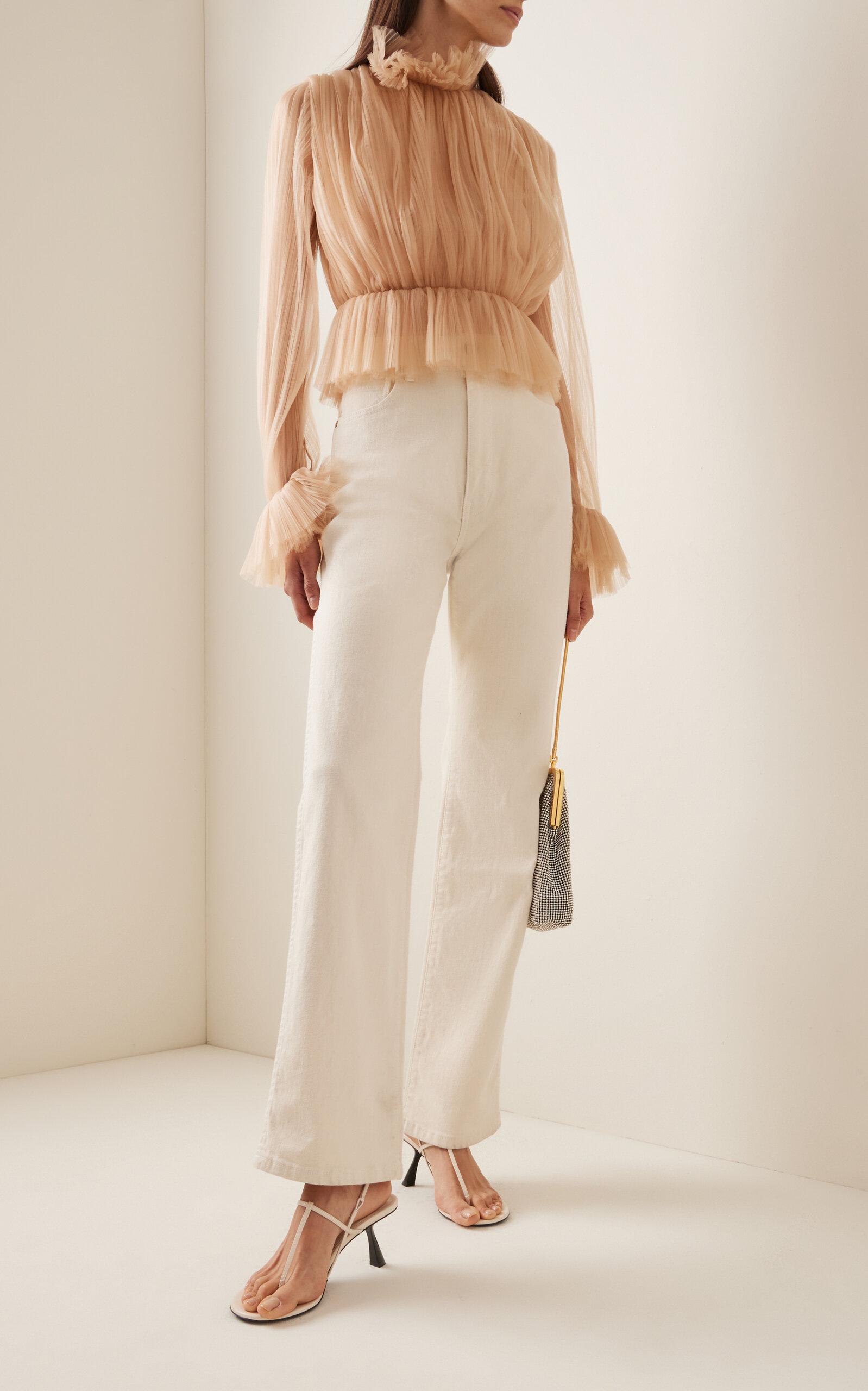 Khaite Ula Ruffled Tulle Top in Natural | Lyst