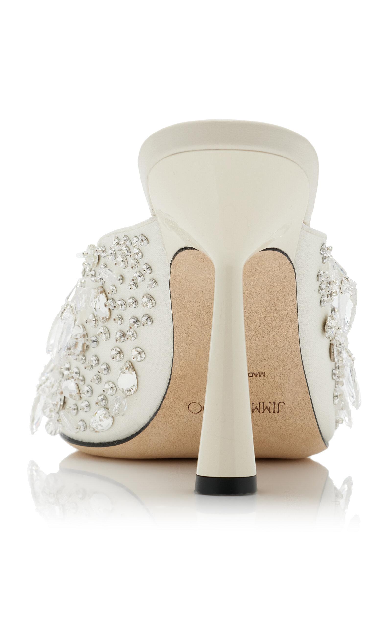 JIMMY CHOO Maryanne Mule 100 サテン クリスタル ミュール Maryanne Mule 100 | Ivory Satin Crystal Sandals | JIMMY CHOO