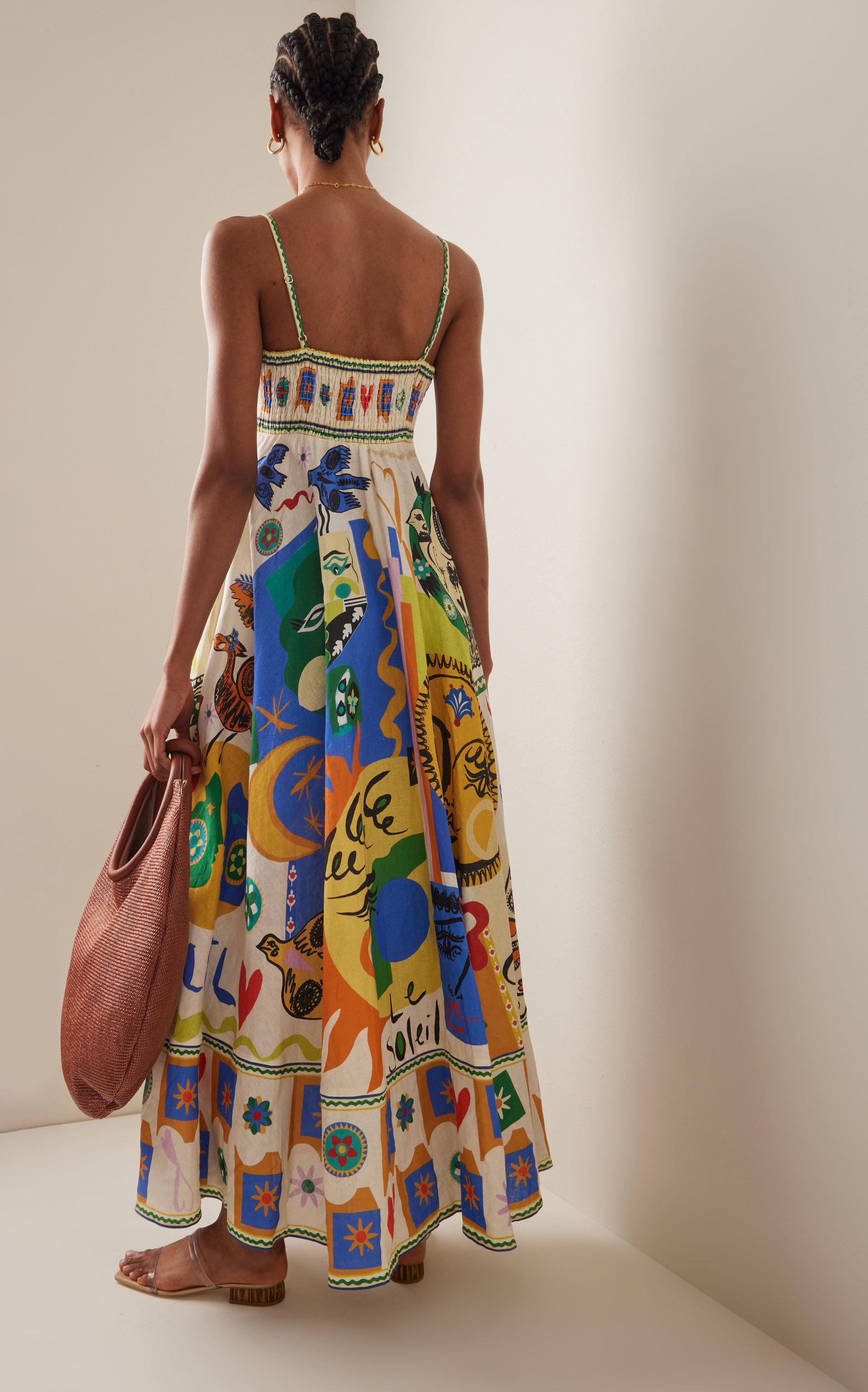 ALÉMAIS Soleil Linen Midi Sun Dress in White | Lyst