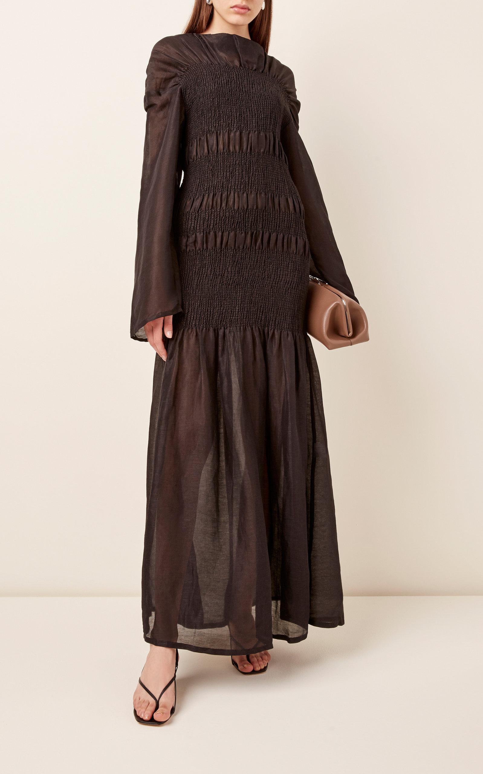 smocked linen dress