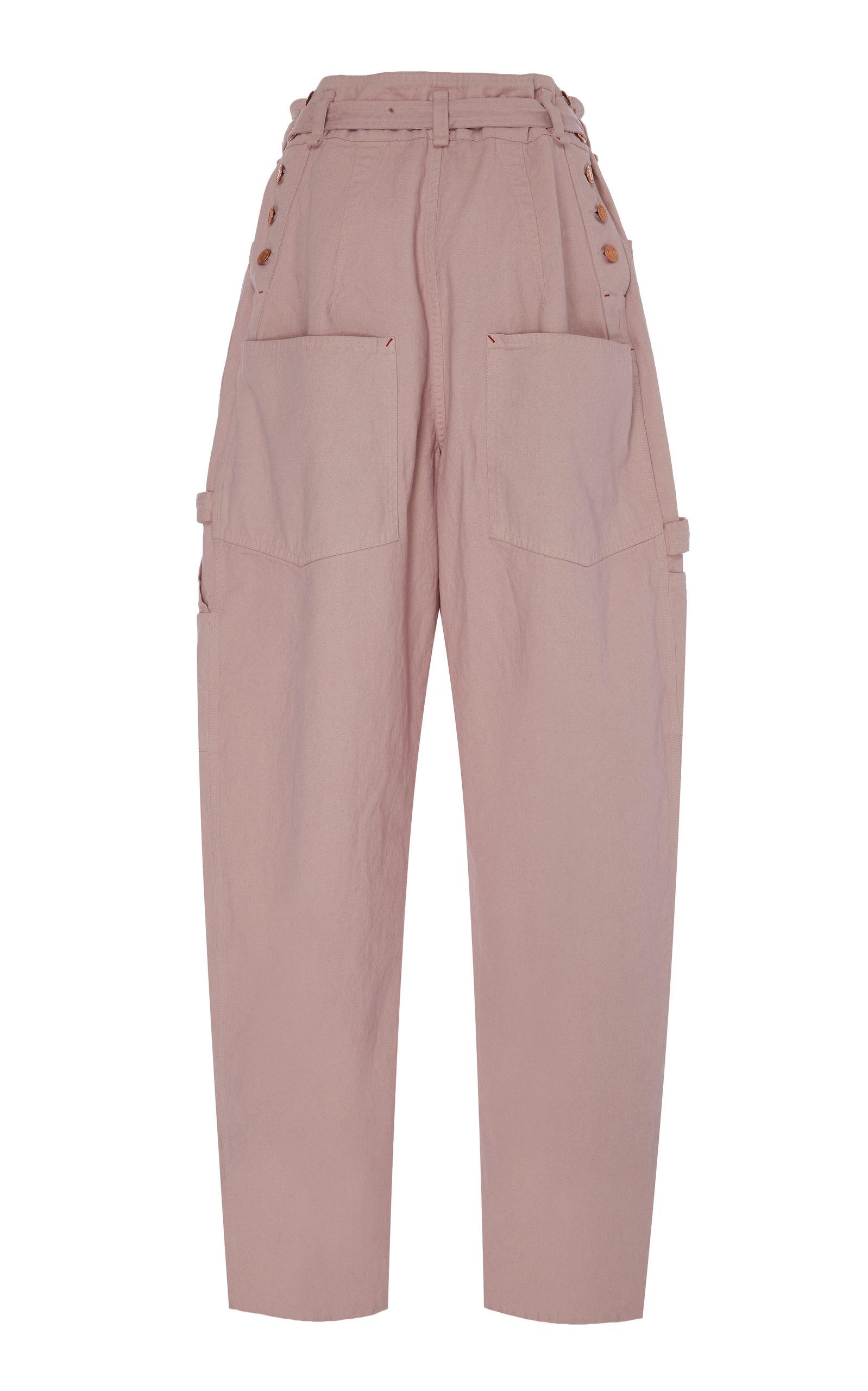 Isabel Marant Inny High-rise Belted Cotton Pants in Pink - Lyst