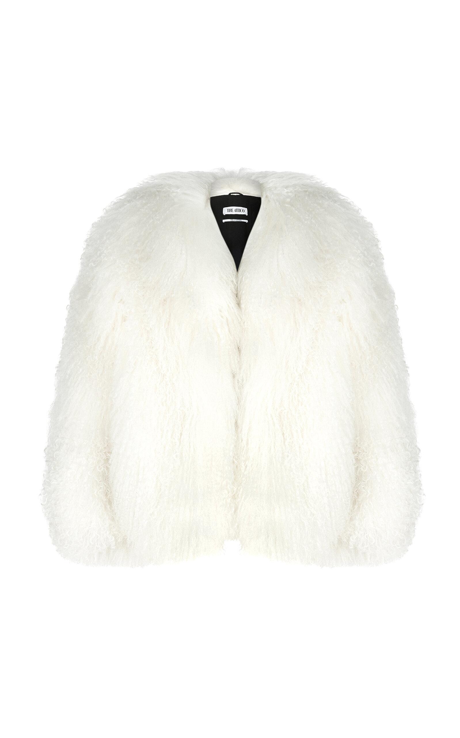 The Attico Mongolian Fur Coat in Natural Lyst