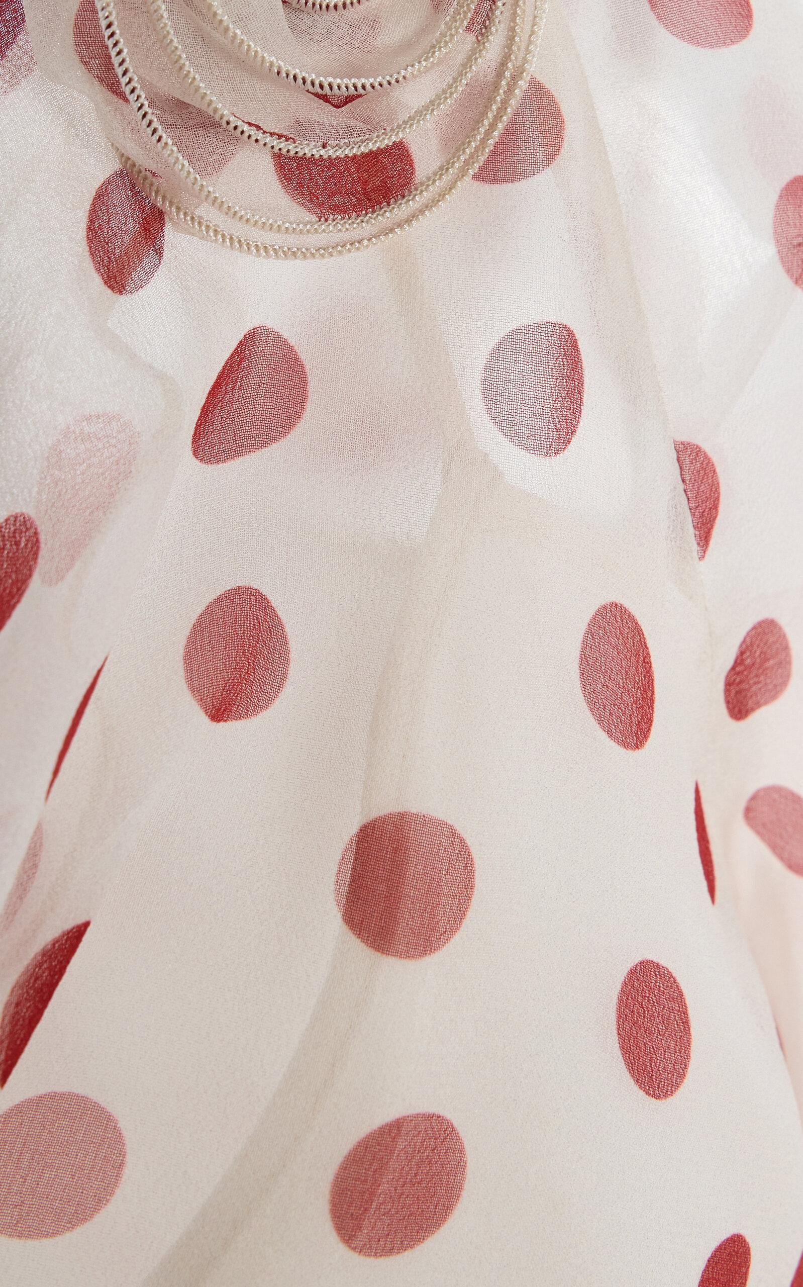 white christmas dresses GRACIA MINI DRESS IN IVORY RED POLKA DOT SILK CHIFFON – DE LA VALI OFFICIAL main image 1