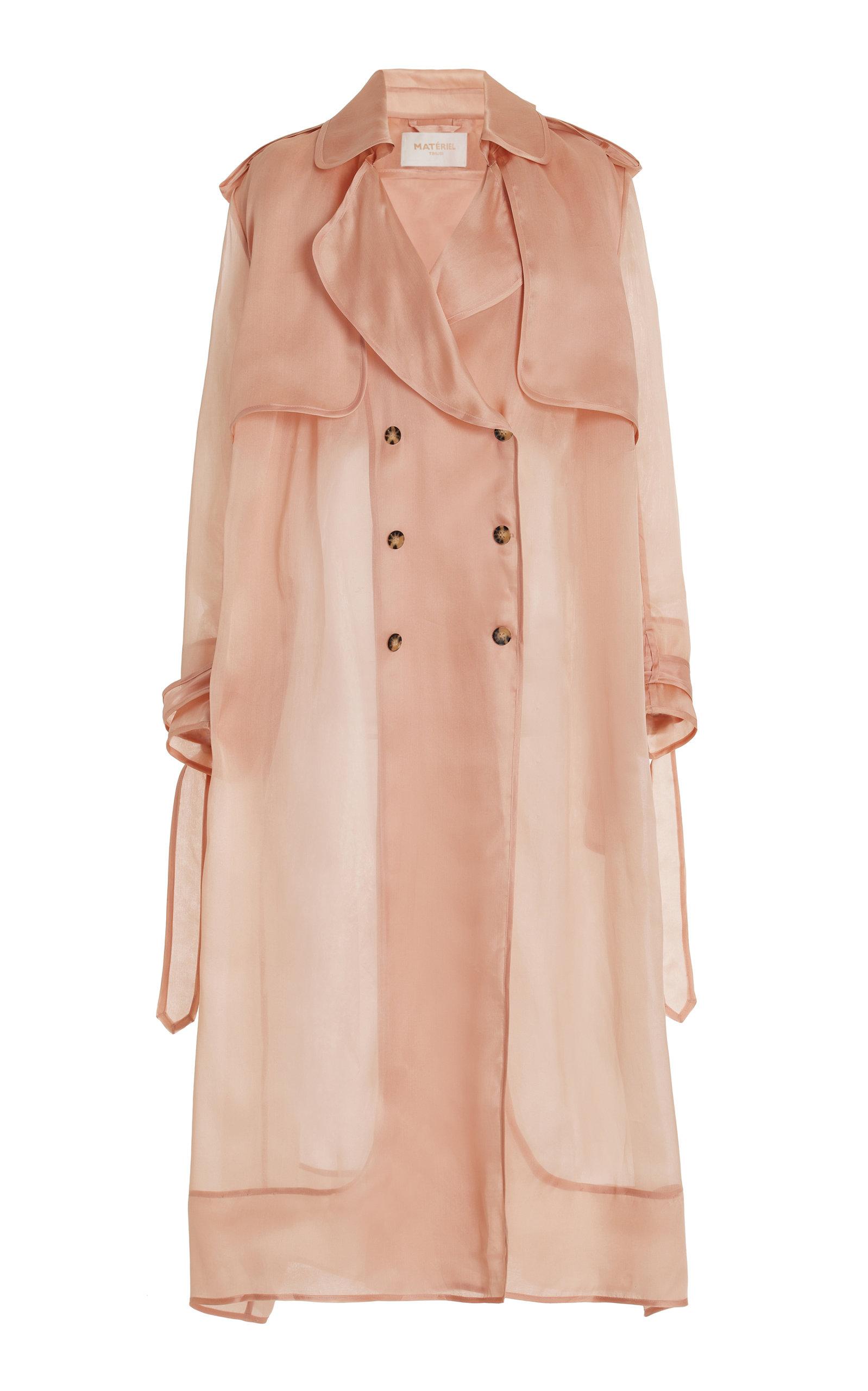 トレンチコート Cotton Organza Mesh Double Breasted Overcoat Amazon.com: JEATHA Trench Coats for Women Sheer Mesh Organza