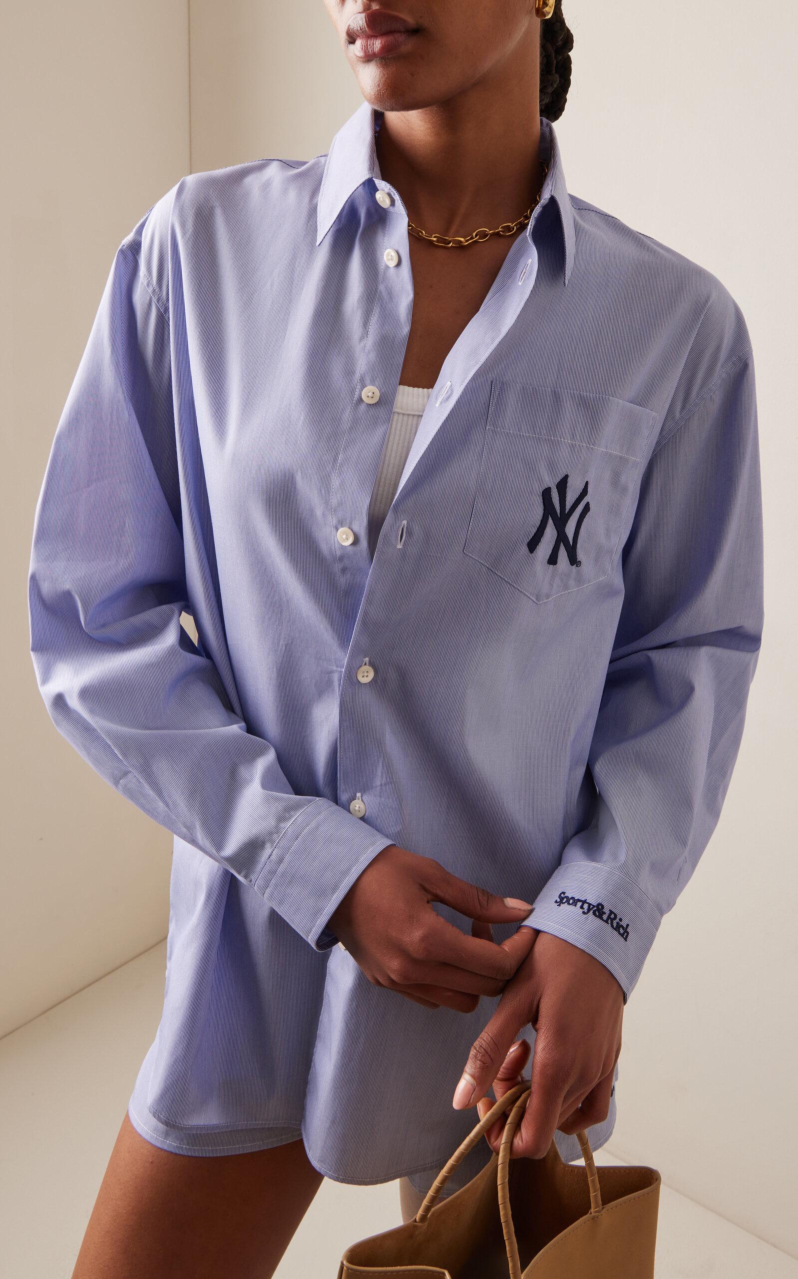 Sporty & Rich X Yankees Oversized Cotton Shirt in Blue | Lyst Sporty & Rich X Yankees Oversized Cotton Shirt in Blue | Lyst