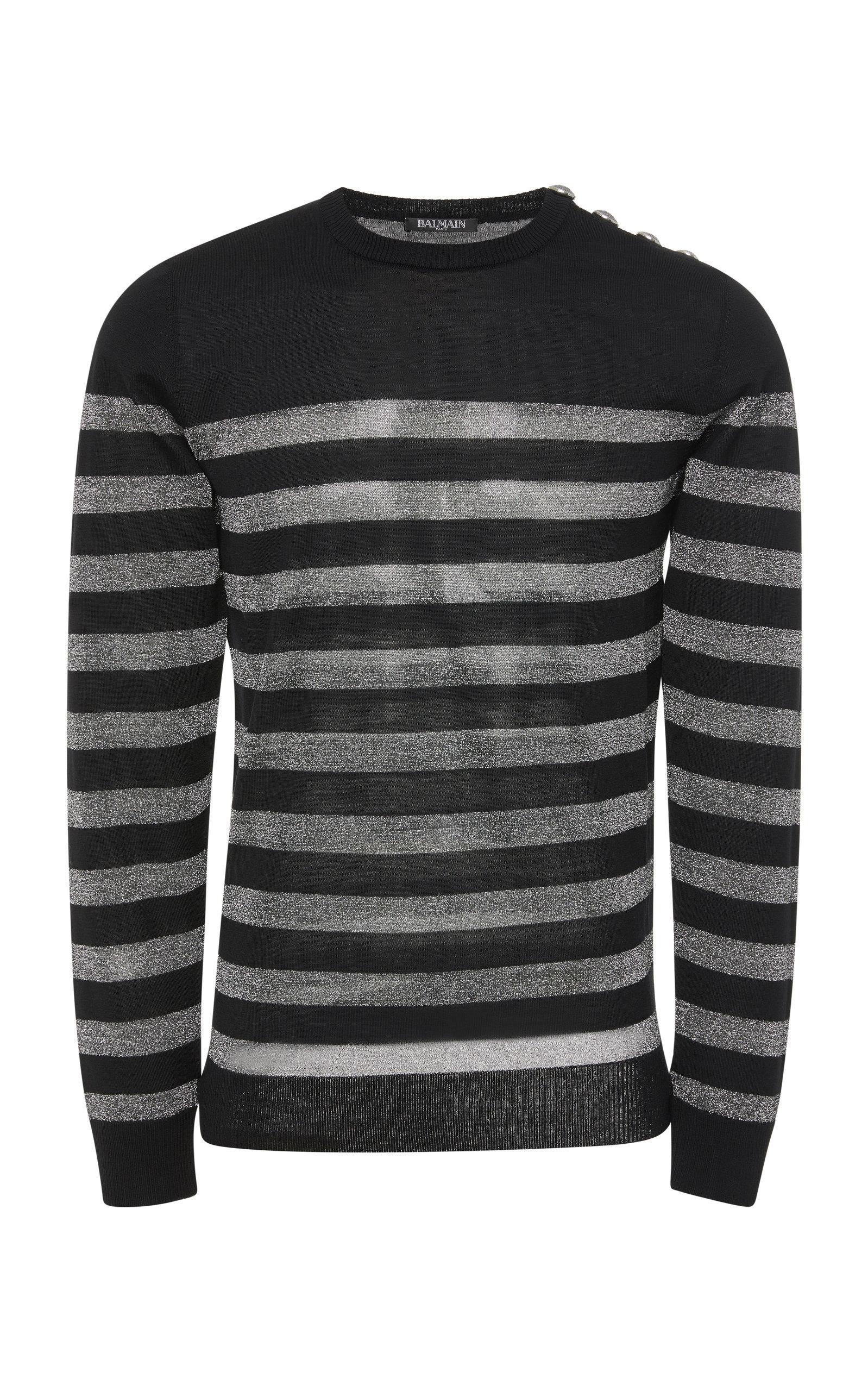 Balmain Striped Wool-blend Sweater for Men - Lyst