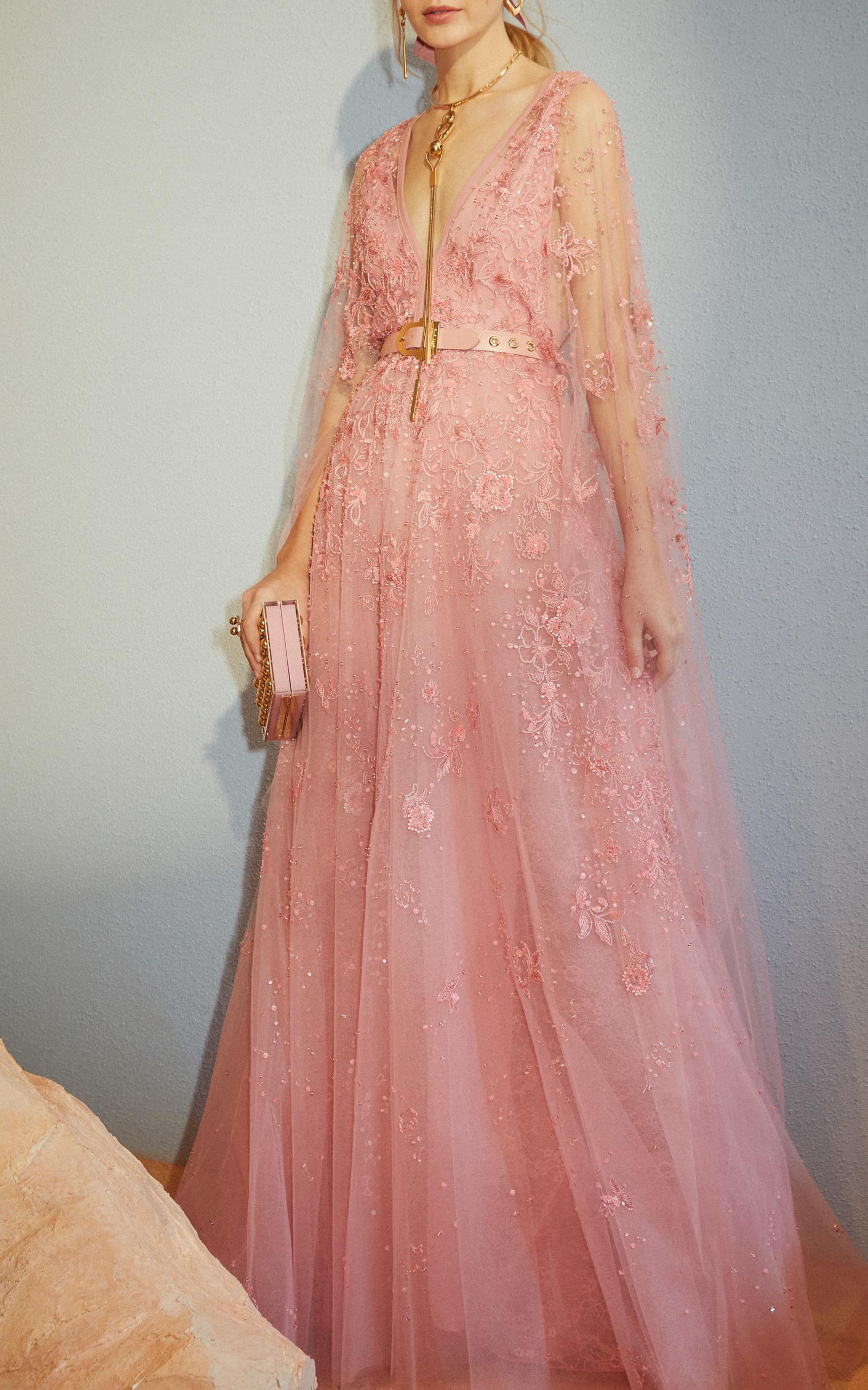 Elie Saab Synthetic Cape Sleeve Gown in ...