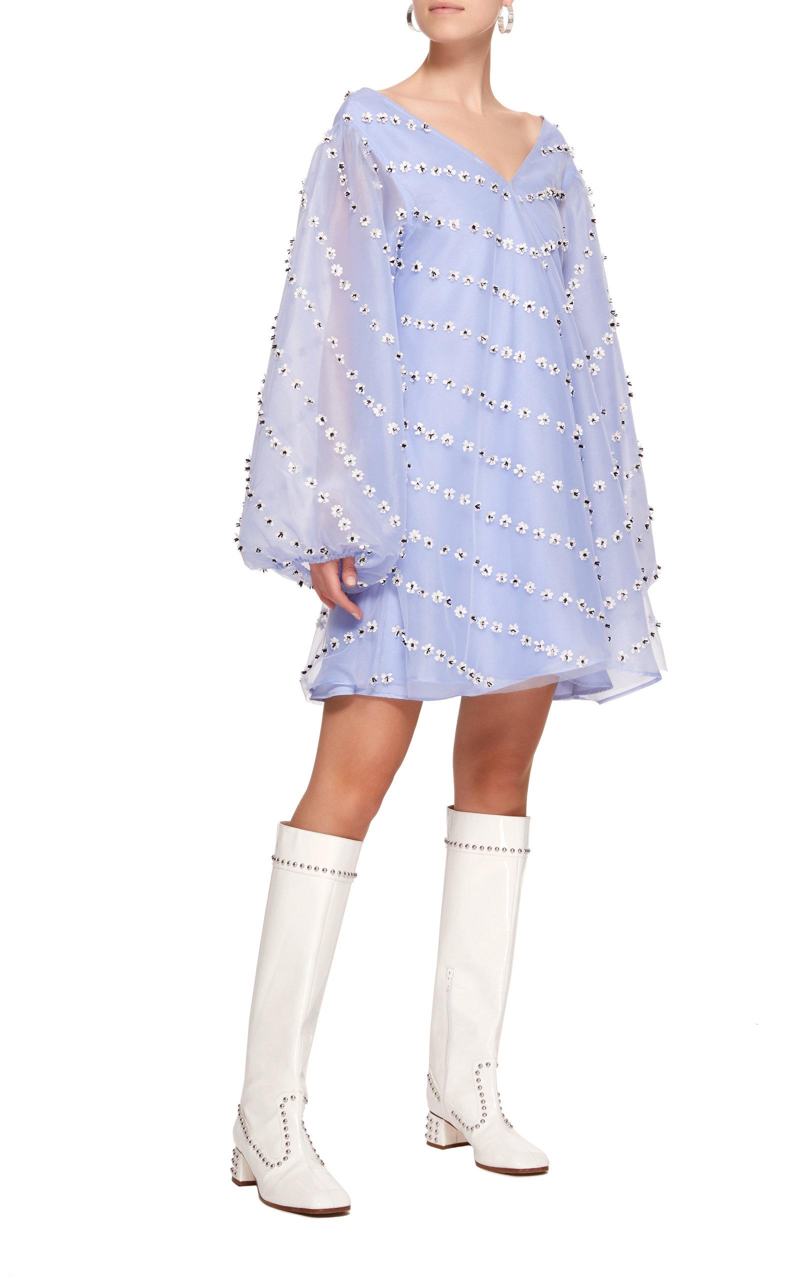 Ganni Rosenfeld Embellished Tulle Mini Dress in Blue | Lyst