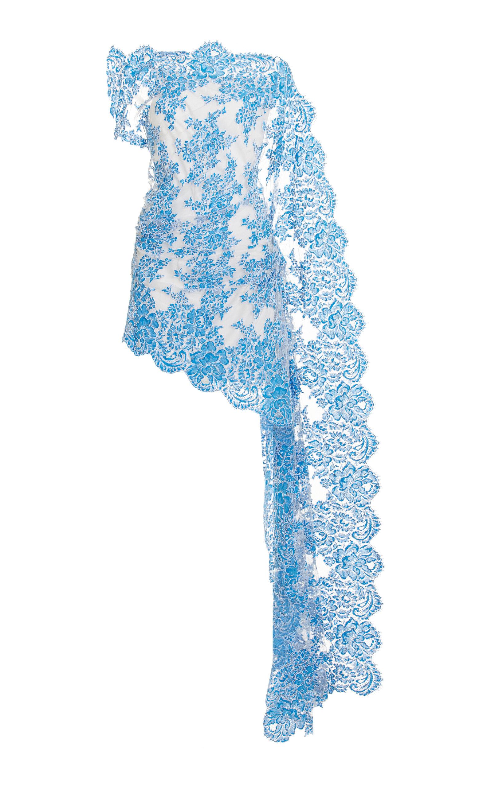 Christopher Esber Asymmetric Lace Mini Dress in Blue | Lyst