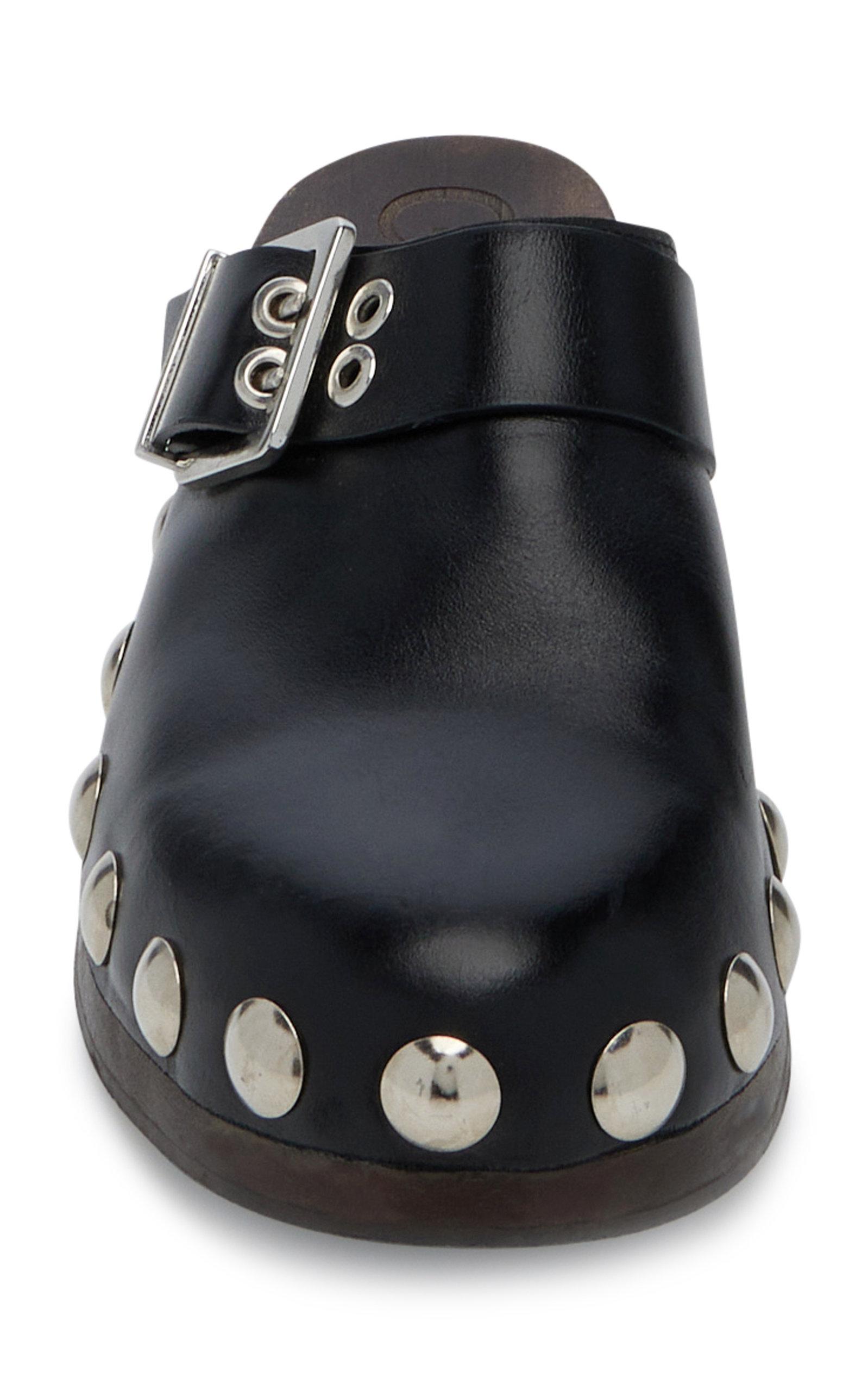 ☆送料・関税込☆GANNI★STUDDED LEATHER MULE★ Ganni // Brown Leather Retro Studded Wooden Mule – VSP