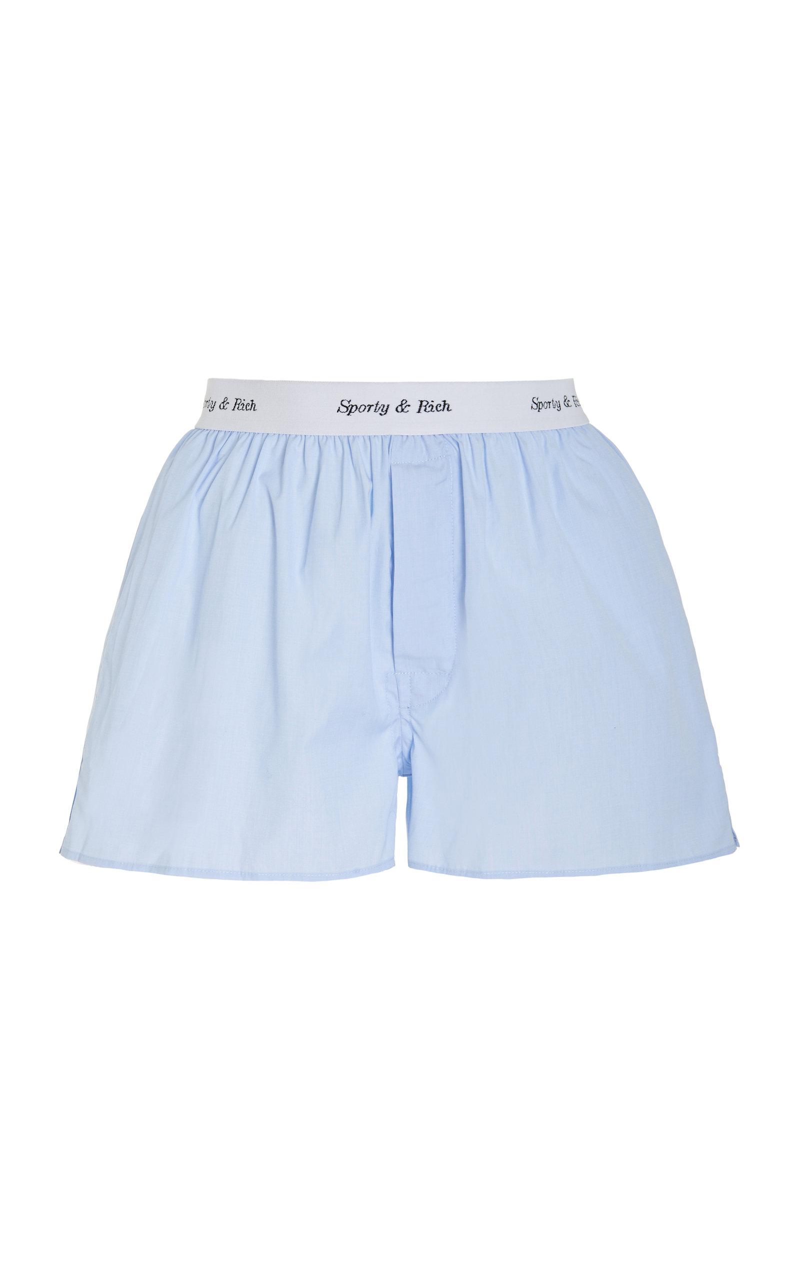 Sporty & Rich Cassie Cotton Boxer Shorts in Blue | Lyst
