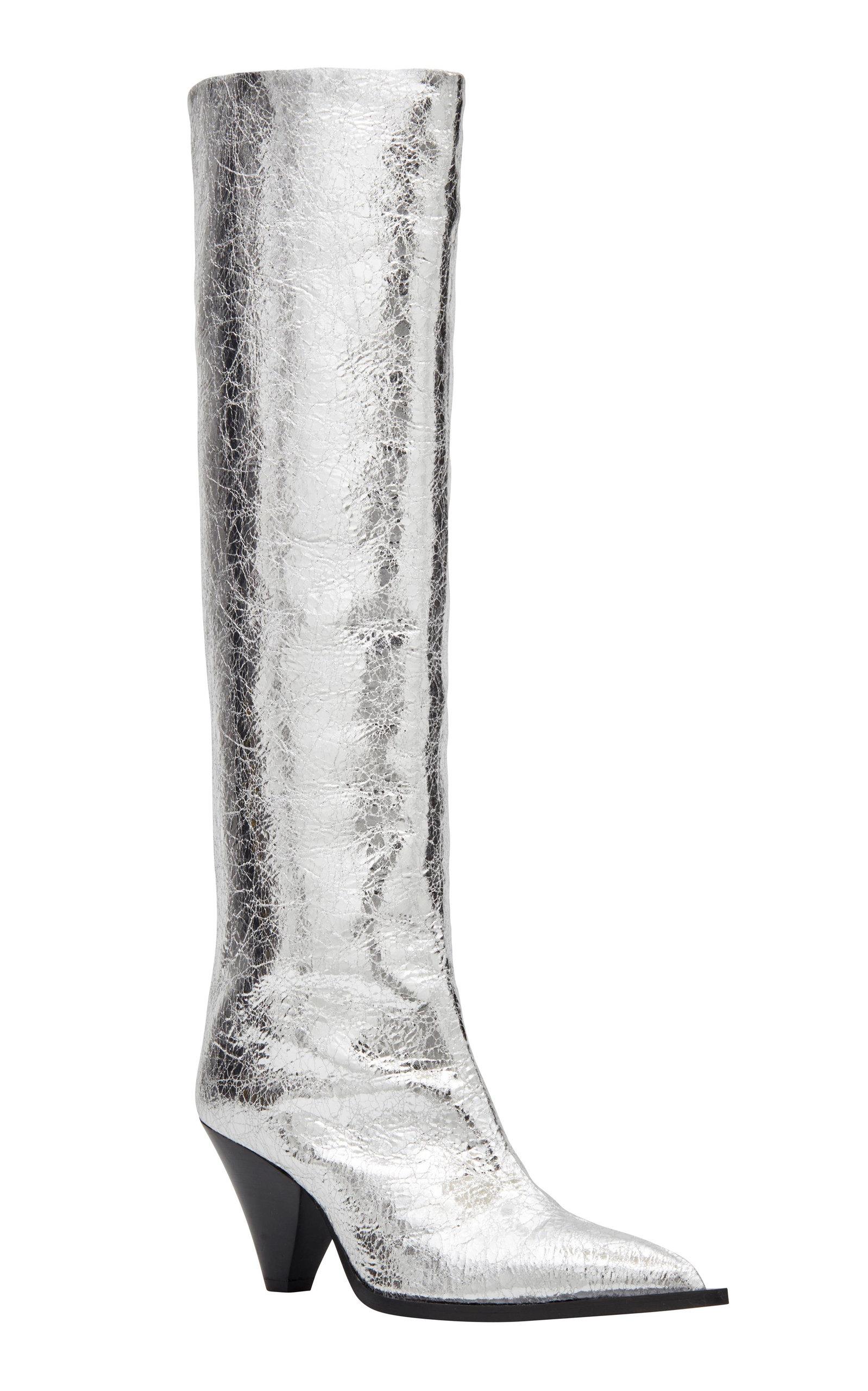 boot stand ups on Stand Studio Synthetic Monique Silver Boots In Metallic Lyst