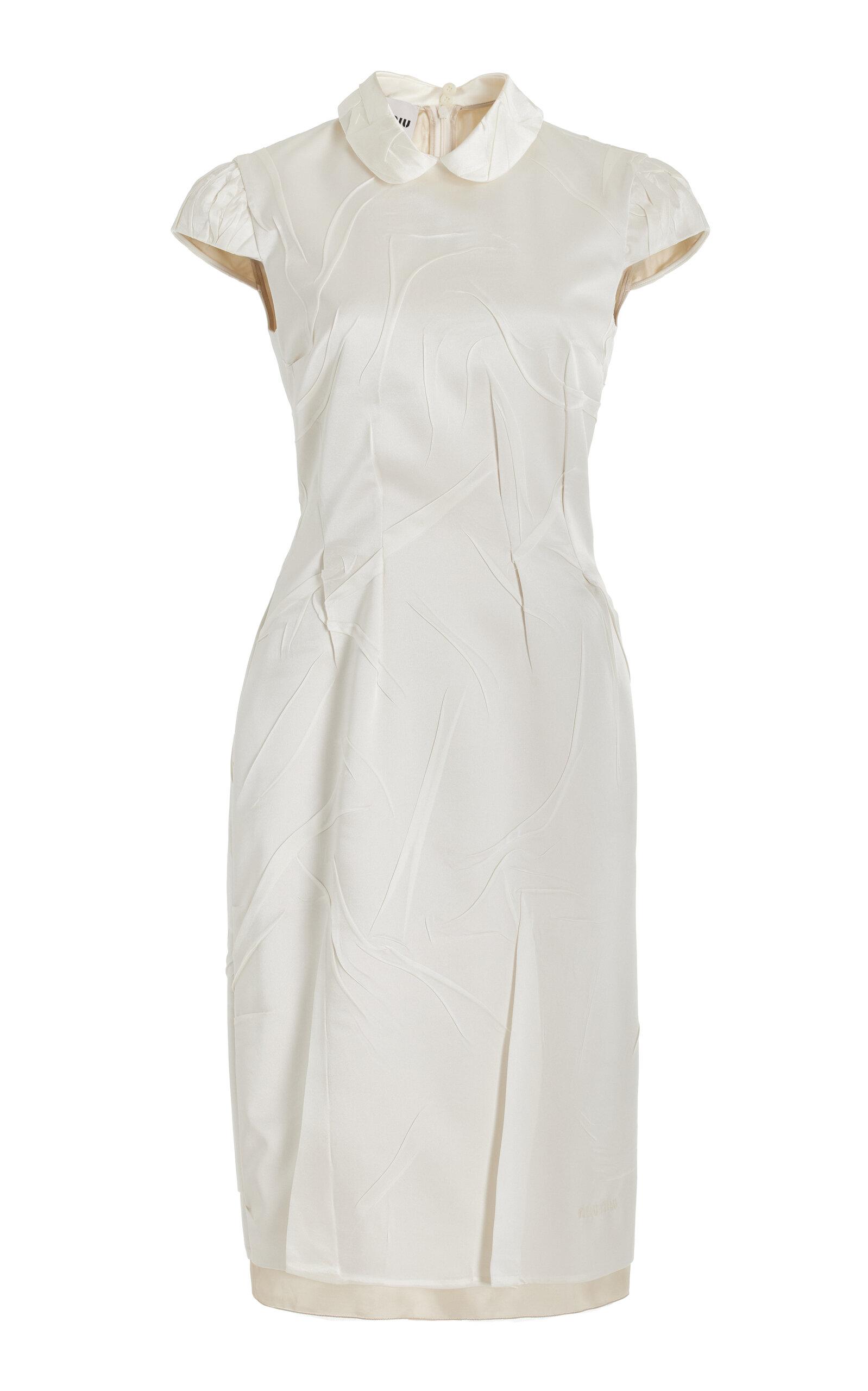 miu miu satin jacquard dress Miu Miu Long Satin Dress, Woman, Cocoa Brown, Size 42