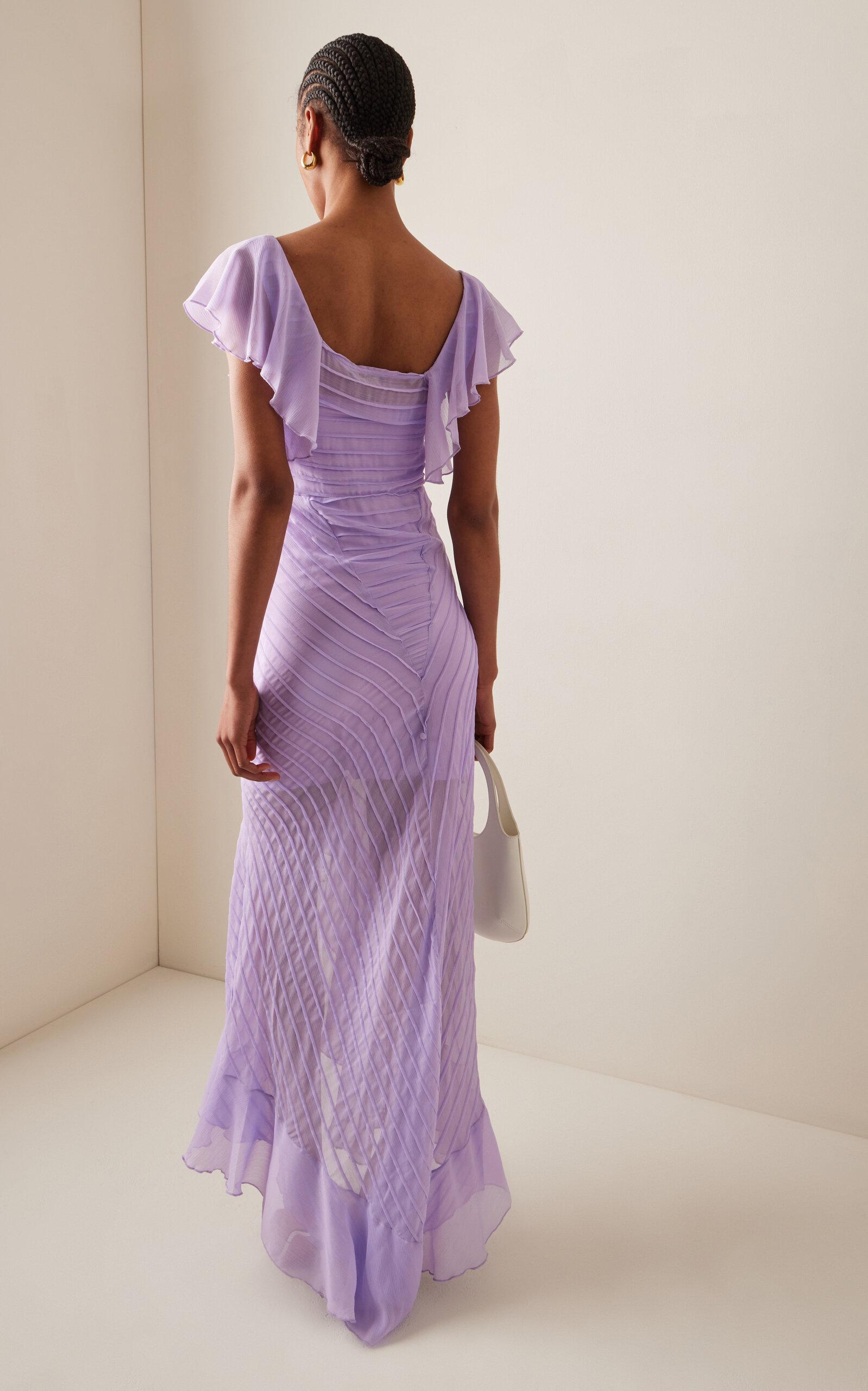 De La Vali Macaroon Ruffled Chiffon Maxi Dress in Purple | Lyst De La Vali Macaroon Ruffled Chiffon Maxi Dress in Purple | Lyst