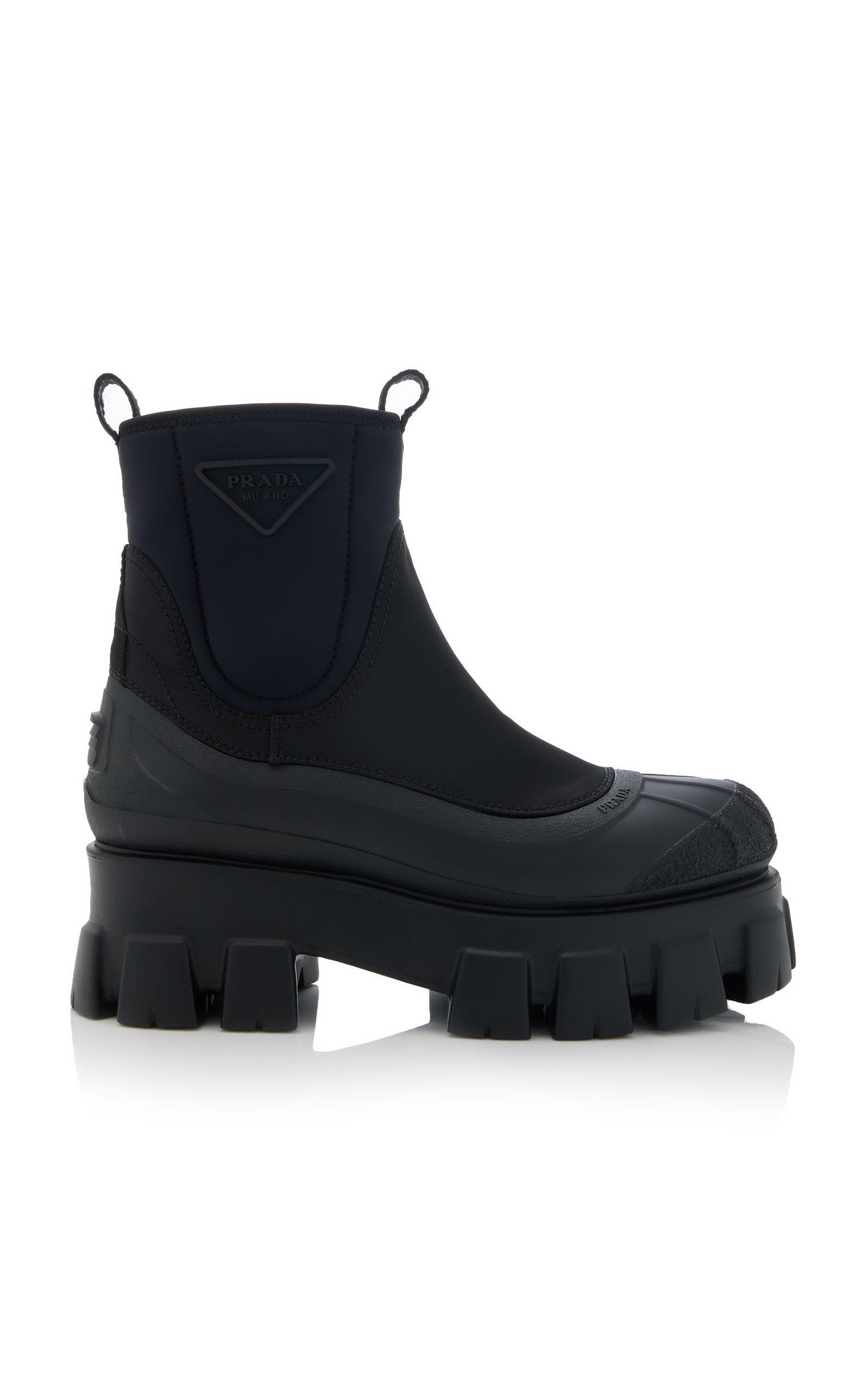 Prada Monolith Gabardine, Rubber Boots in Black | Lyst