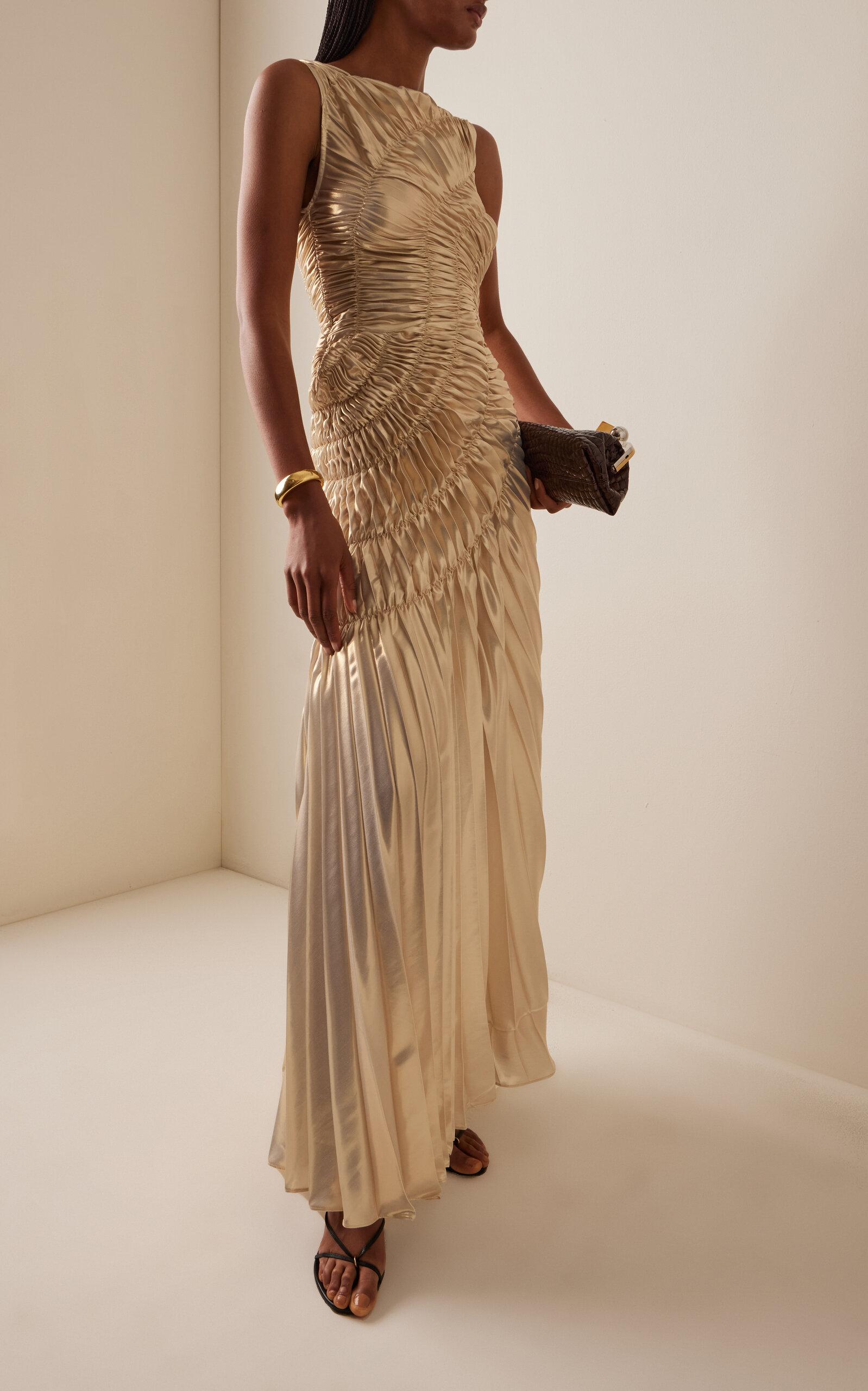 slim fit dress slacks Eline pleated maxi dress main image 1