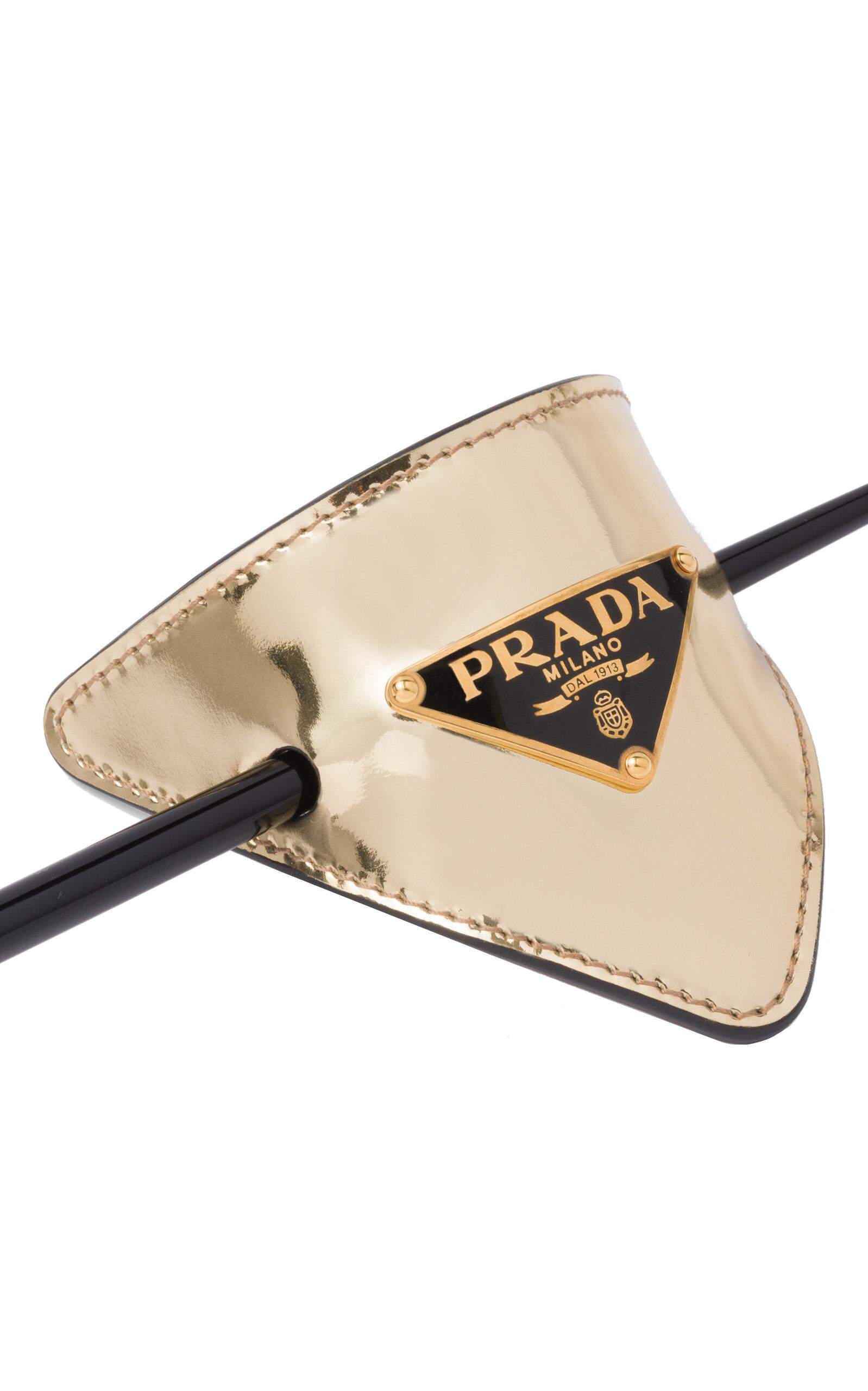 Prada Logo-detailed Leather Hair Clip in White