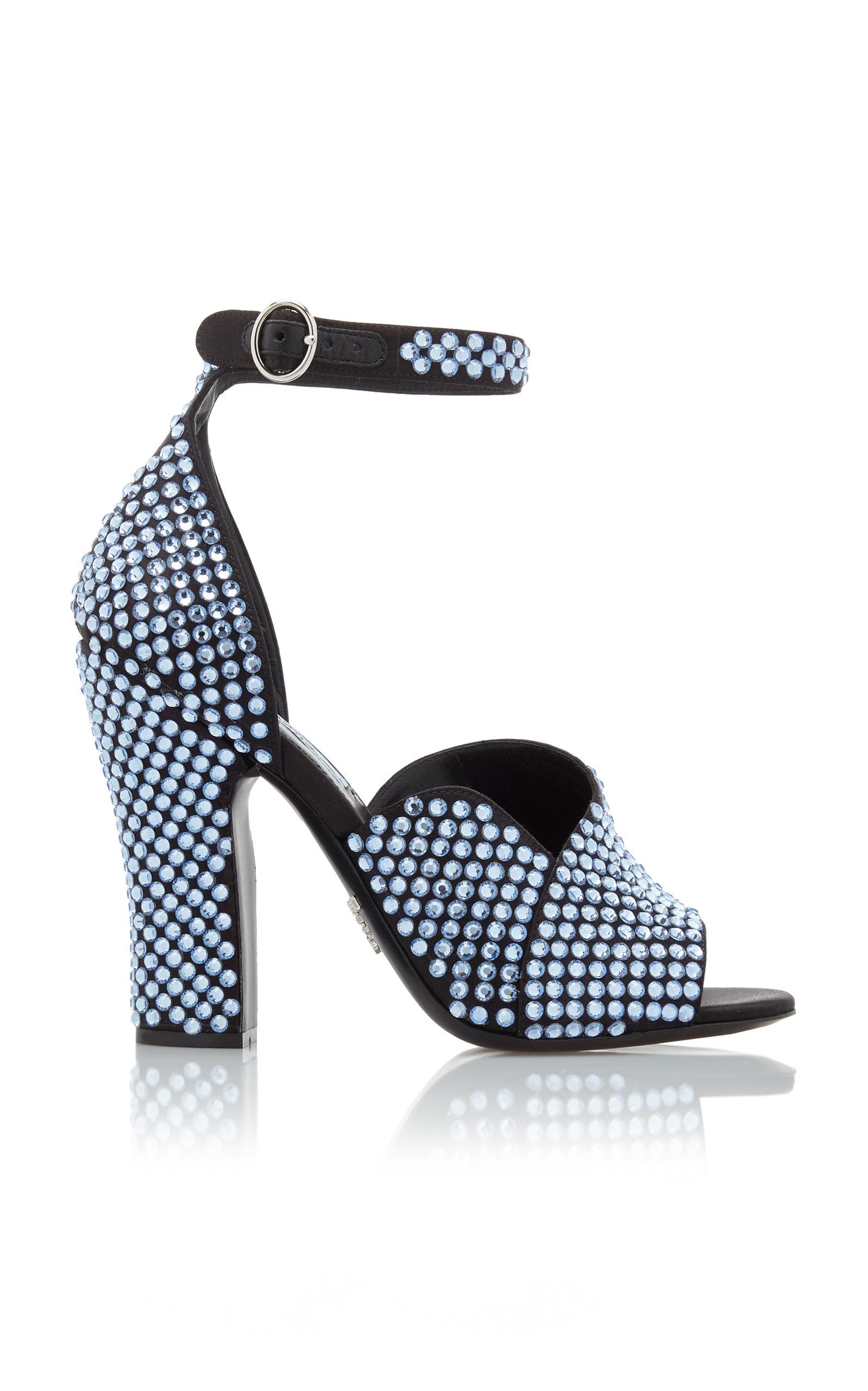 Prada Crystal embellished Satin Sandals in Blue Lyst UK