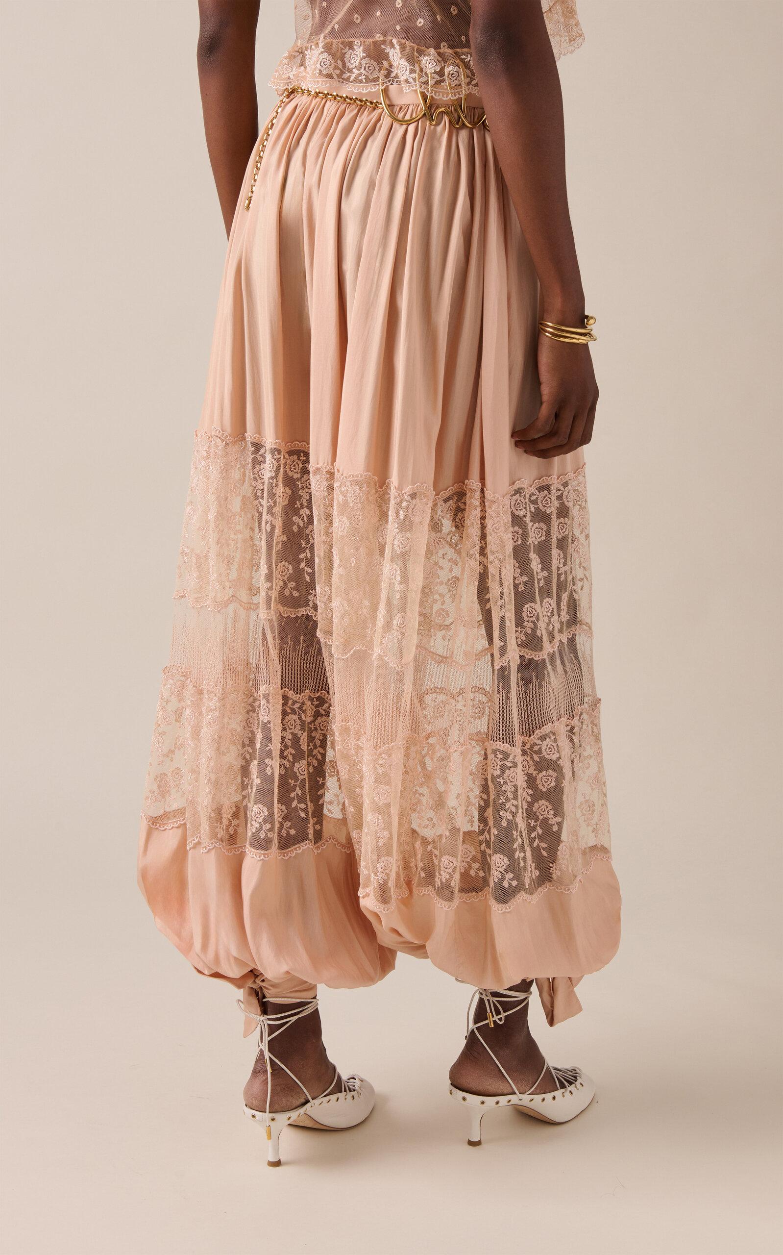 Chloé Lace-Paneled Silk Poplin Balloon Pants in Pink | Lyst Australia