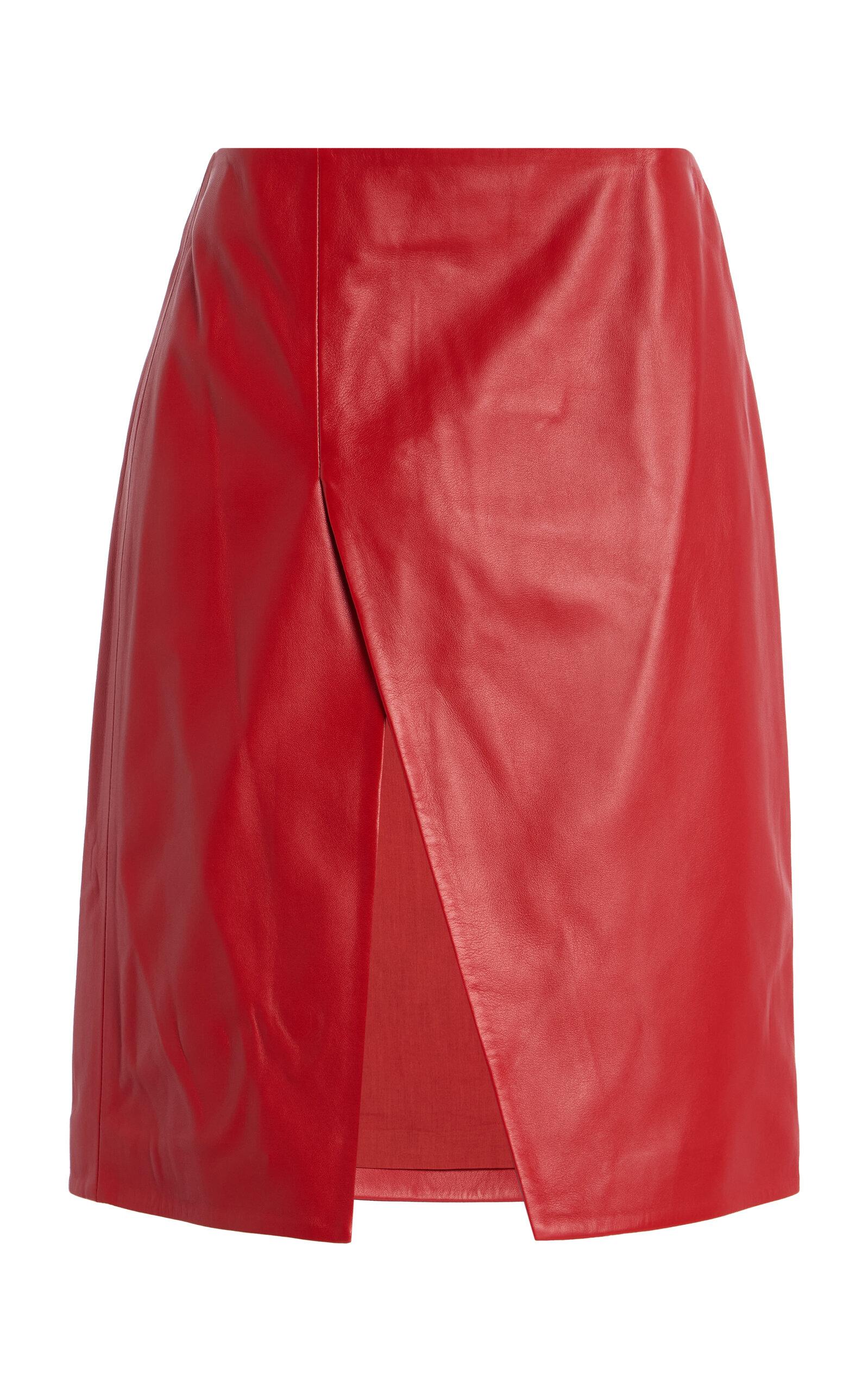 Loulou de Saison Ekare Leather Skirt in Red | Lyst UK