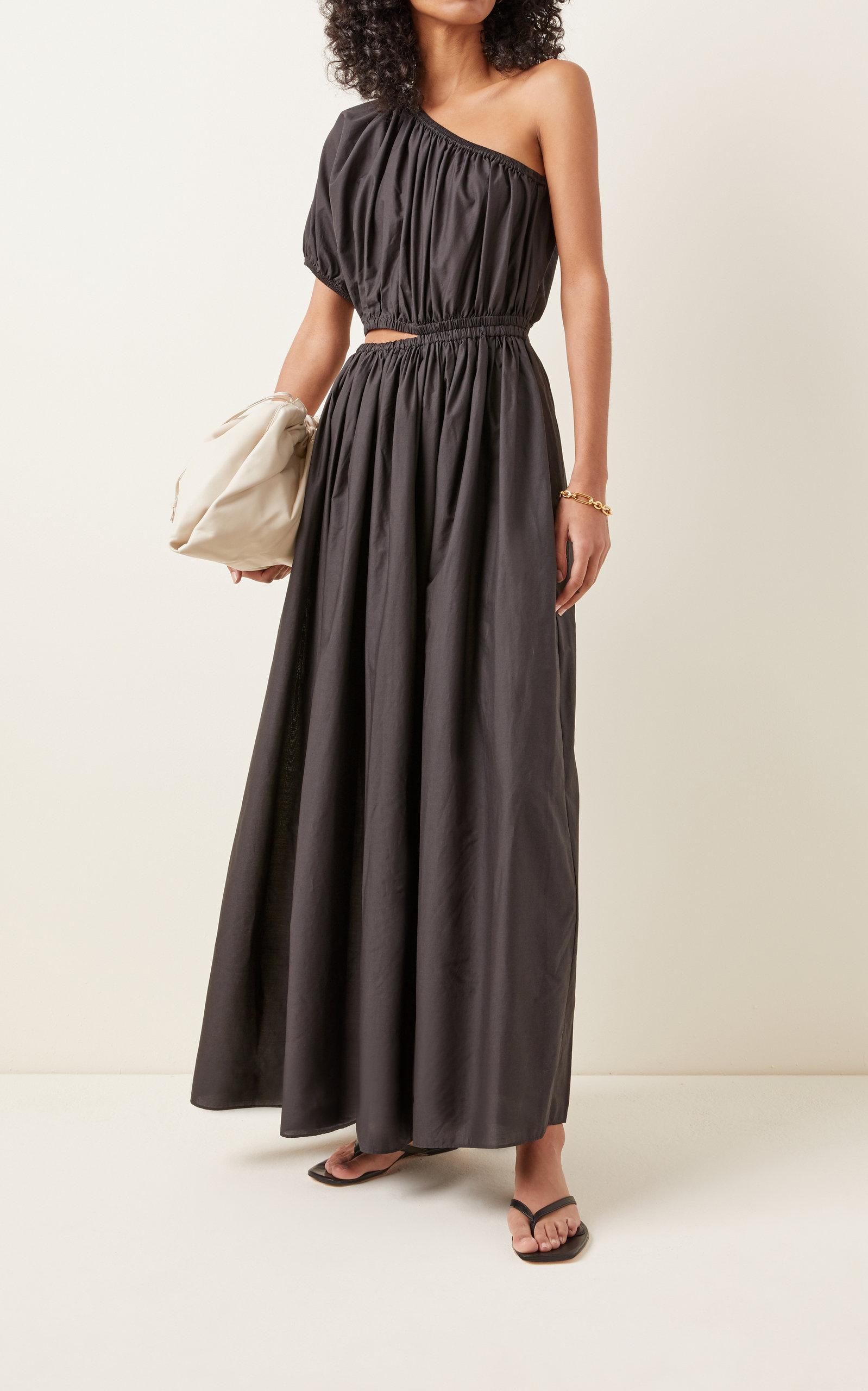 Matteau Cocoon Cotton Voile One-shoulder Maxi Dress in Black | Lyst