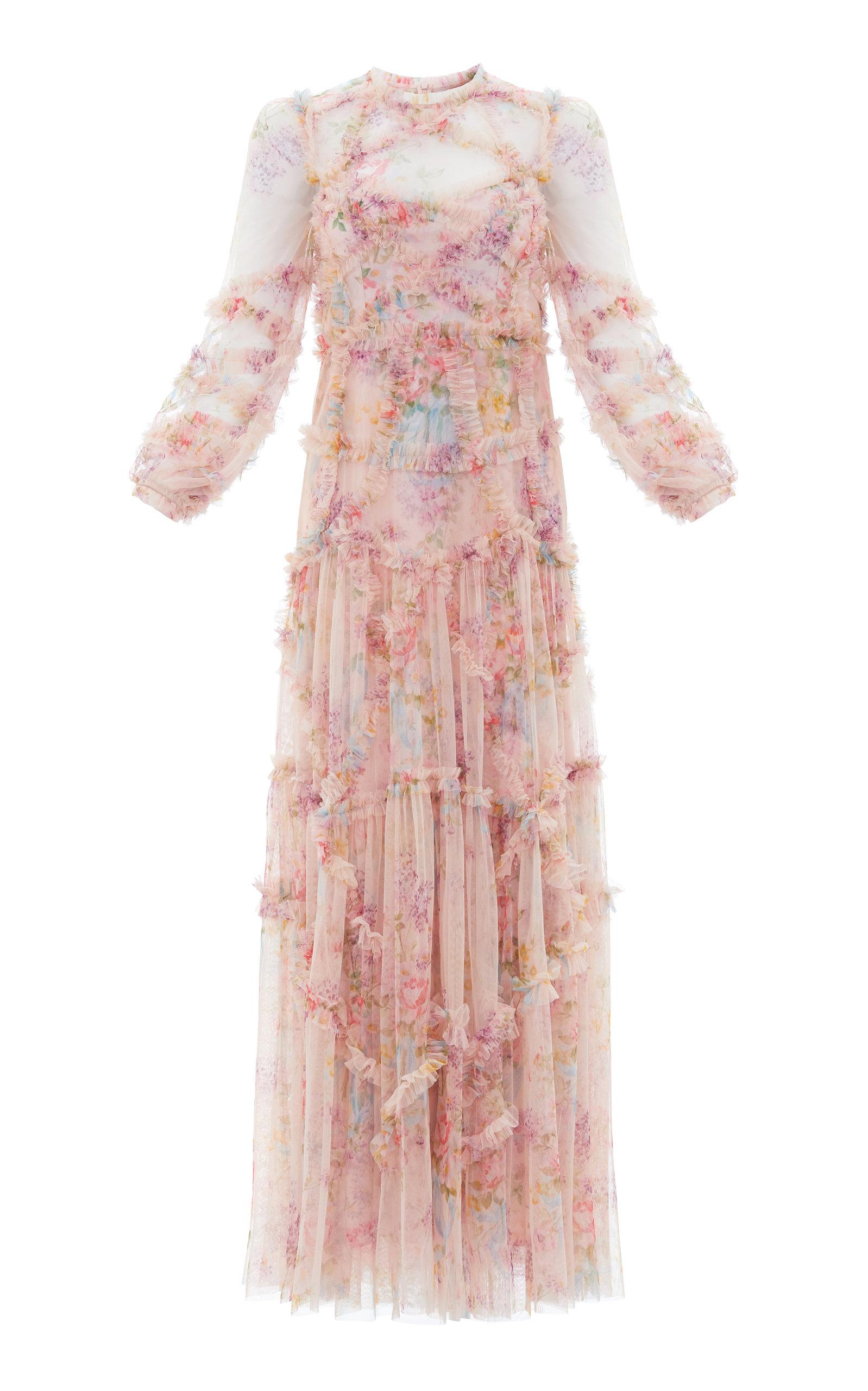 Needle Thread Floral Diamond Ruffle Dress in Pink Lyst Canada
