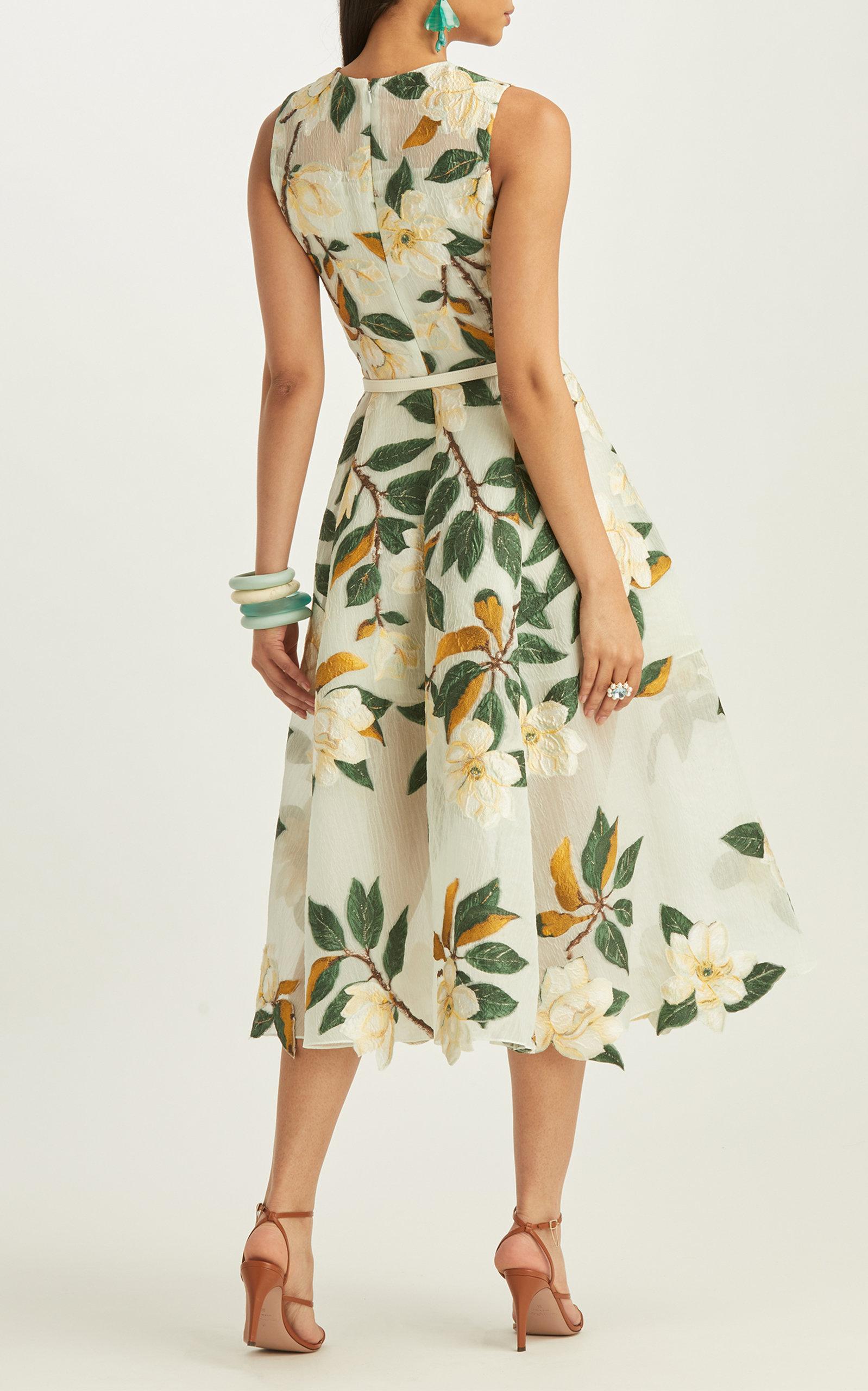 Oscar de la Renta Degrade Magnolia Flower Fil Coupe Dress Lyst