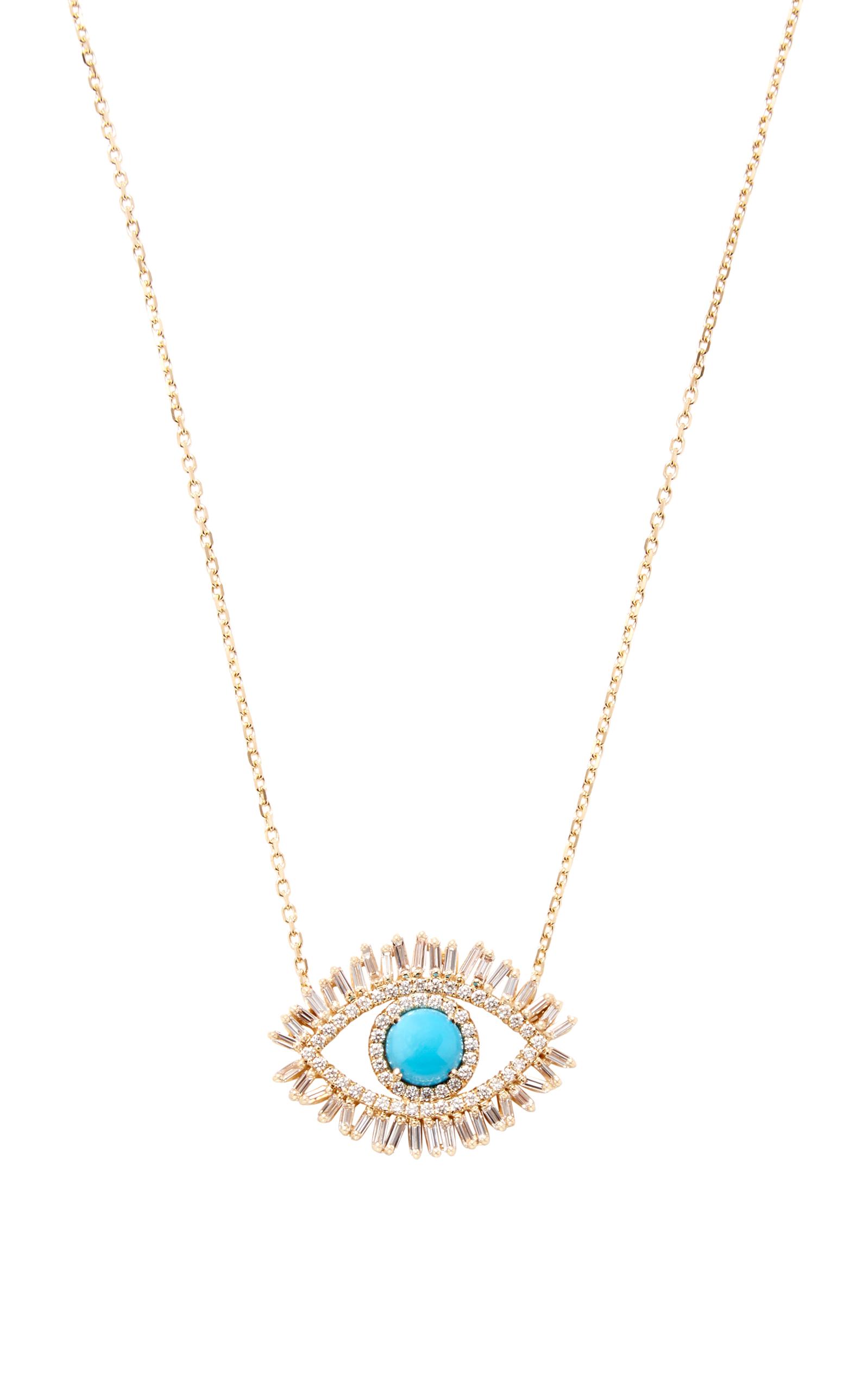Suzanne Kalan 18k Gold, Diamond And Turquoise Eye Necklace in Yellow - Lyst