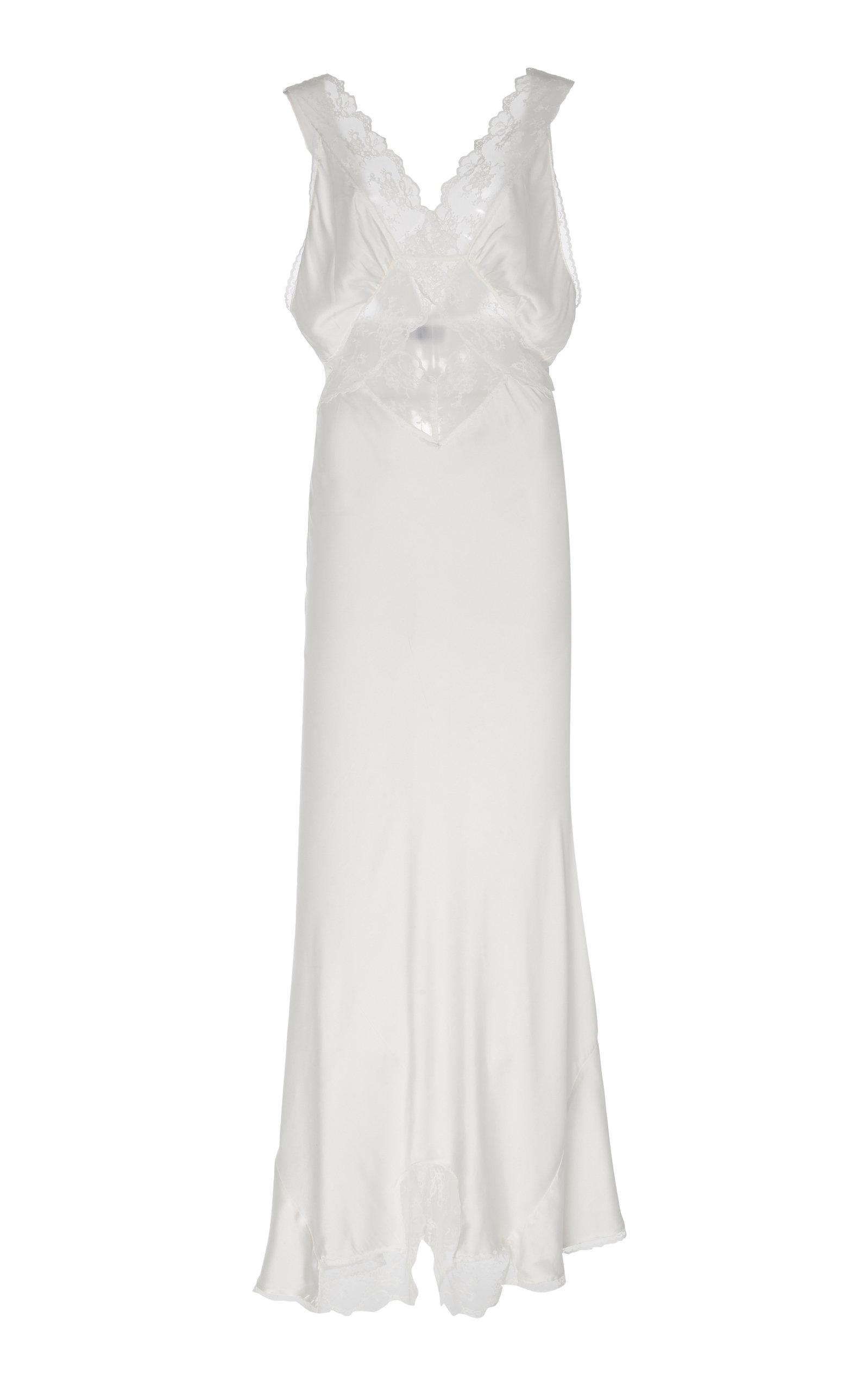 SIR. Aries Lace-trimmed Silk-satin Maxi Dress in White | Lyst