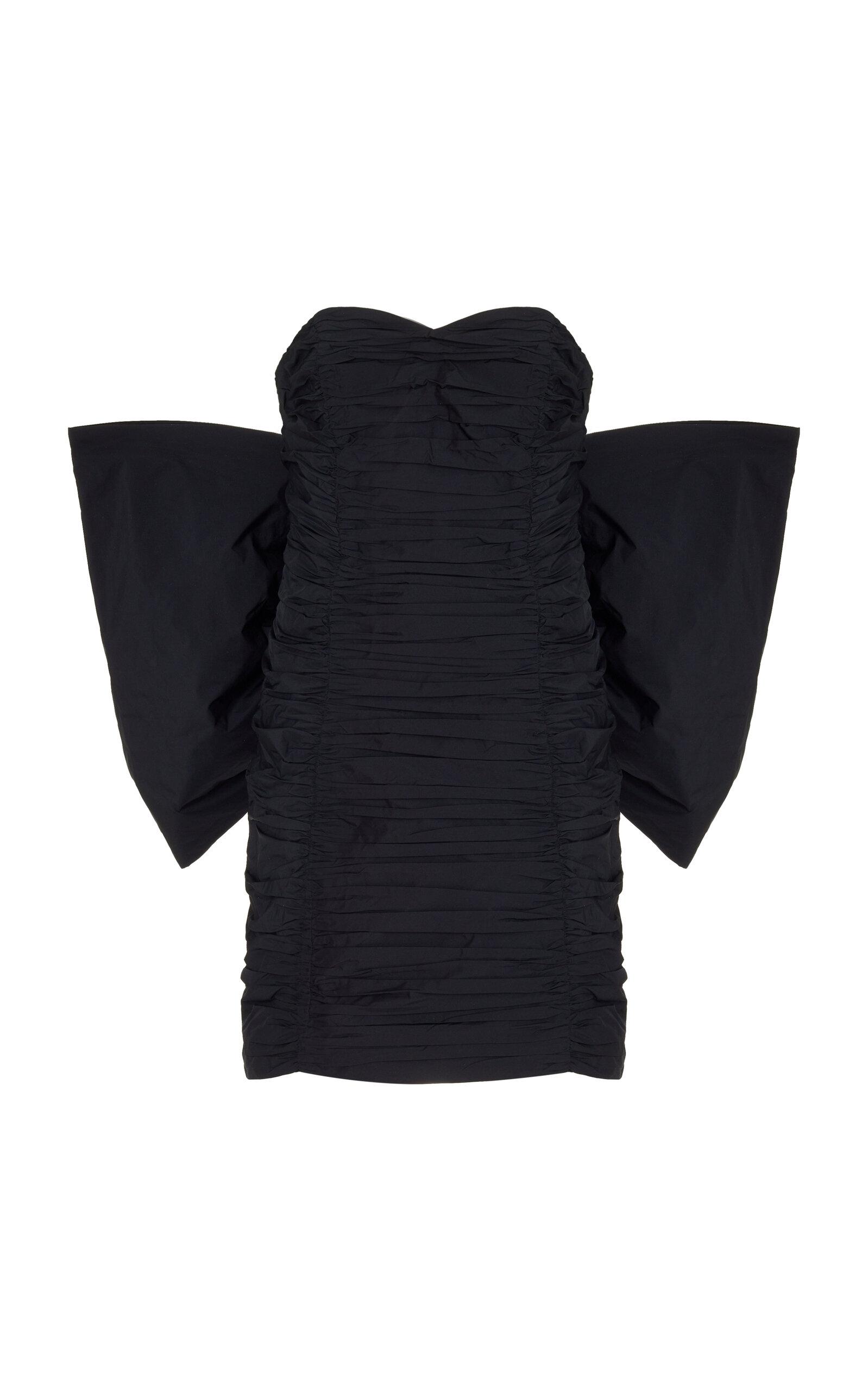 ROTATE BIRGER CHRISTENSEN Taft Pleated Bow Mini Dress in Black | Lyst Canada
