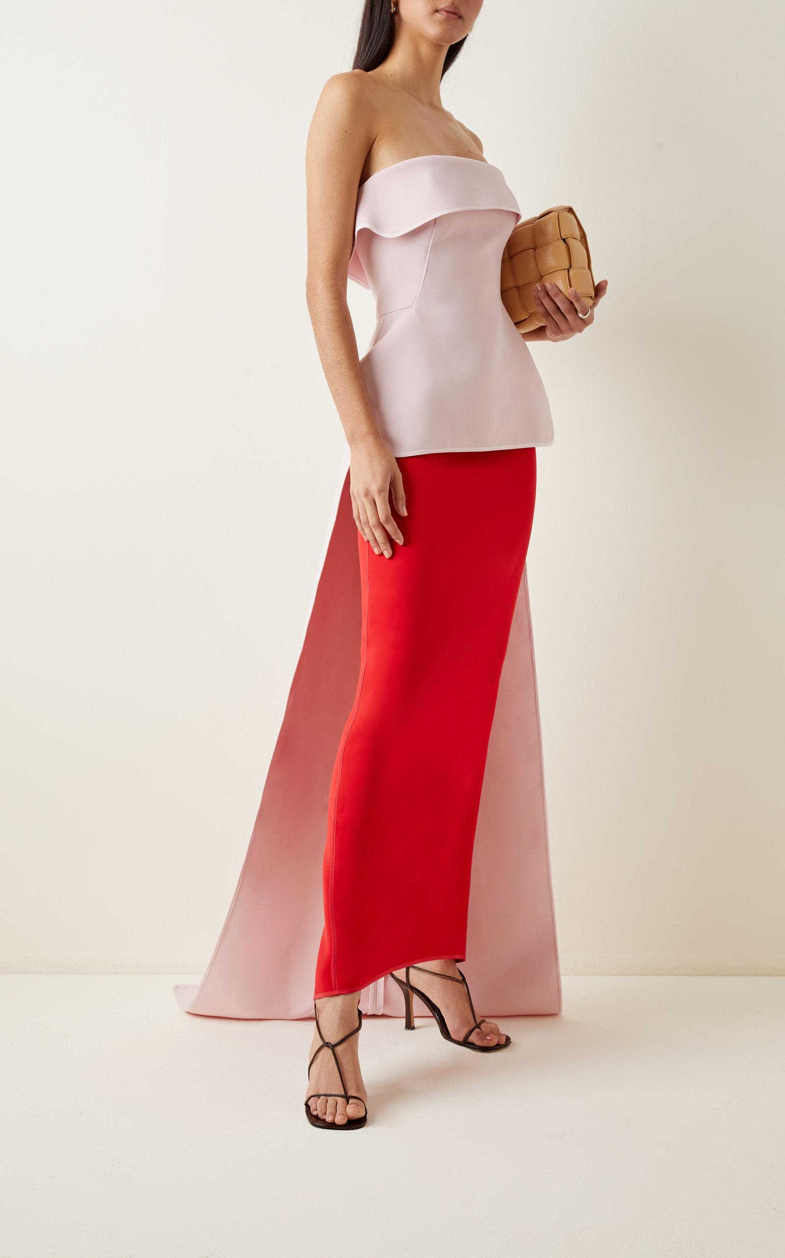 maticevski red dress Maticevski Duo Two-tone Crepe Strapless Gown in Red