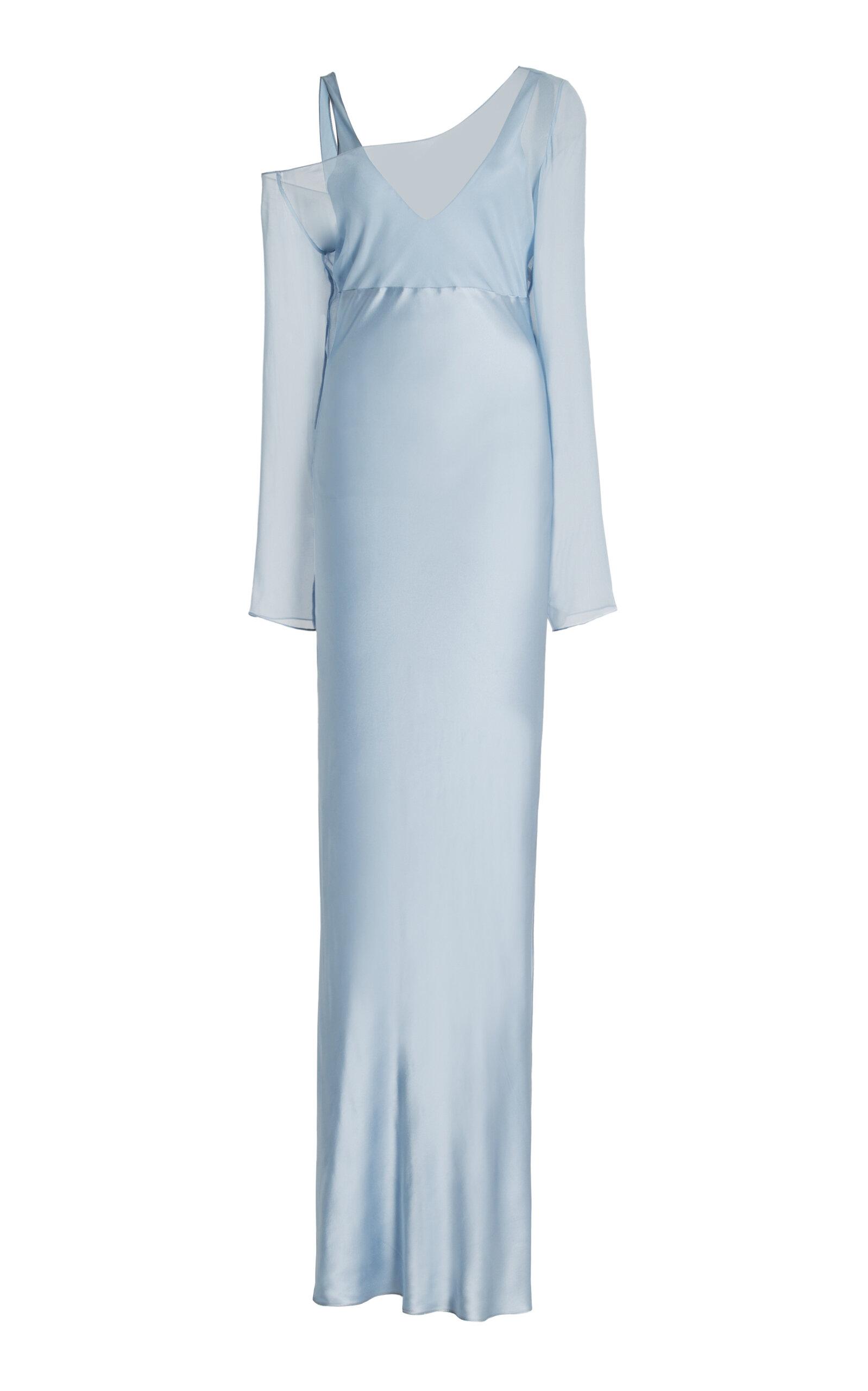 BEARE PARK Layered Asymmetric Silk Maxi Dress in Blue | Lyst, image size:1598x2560