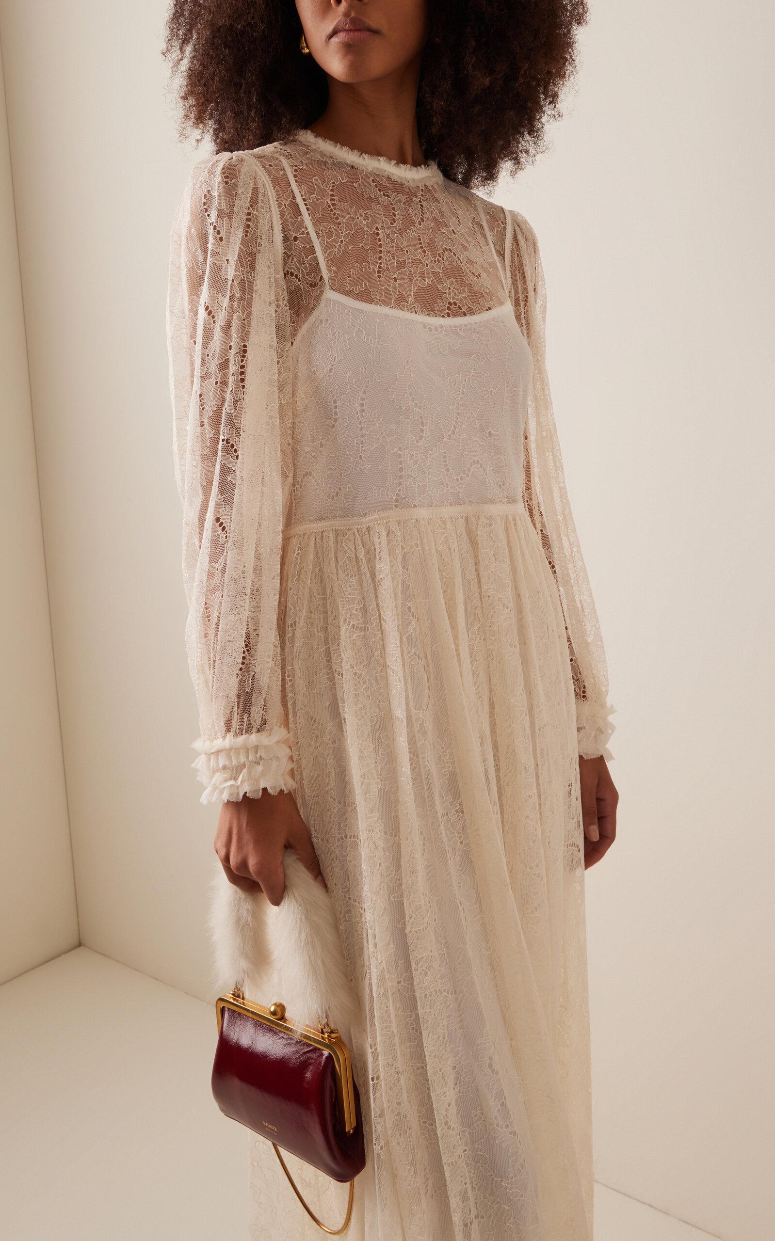 Ulla Johnson Josephine French Chantilly Lace Midi Dress in White | Lyst