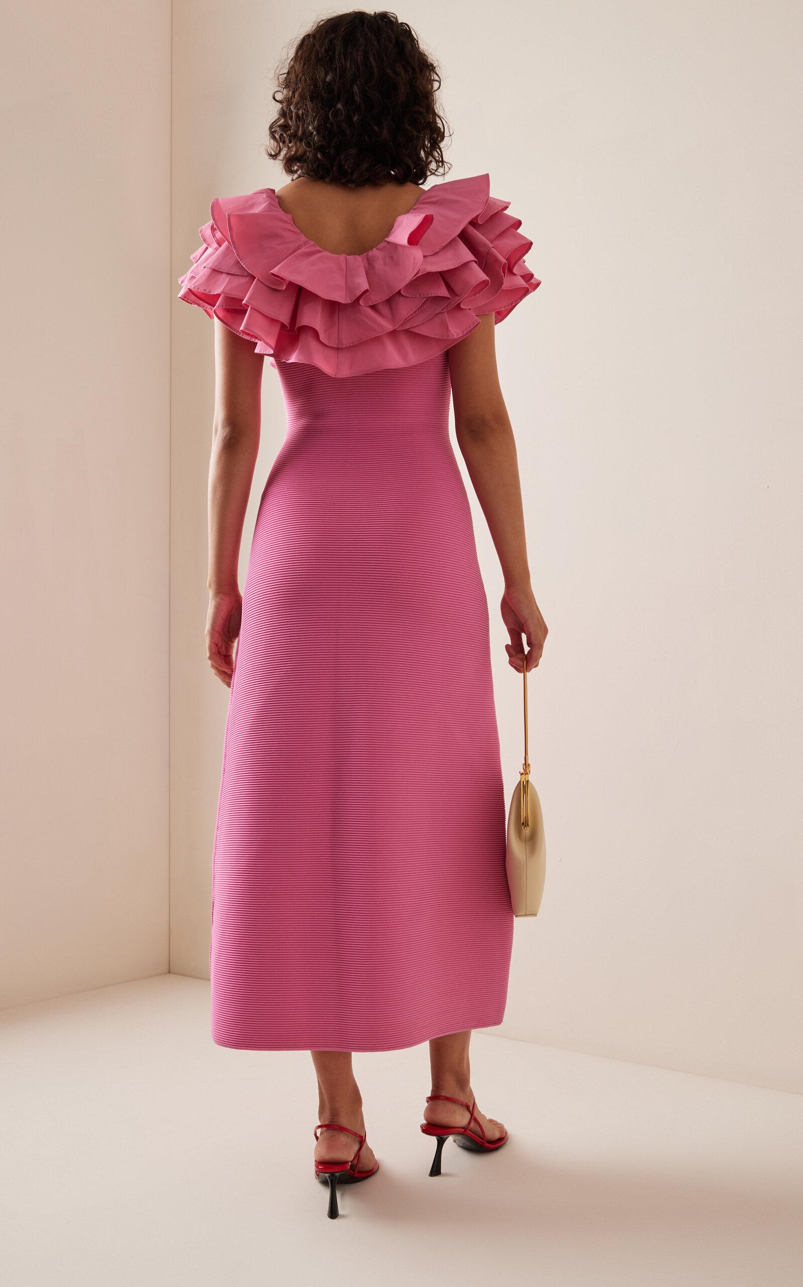 Aje. Transcendent Ruffle Midi Dress in Pink | Lyst Canada