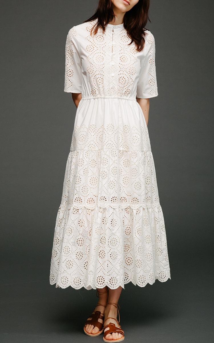 Sea Dasha Eyelet Tiered Midi Dress in White Lyst