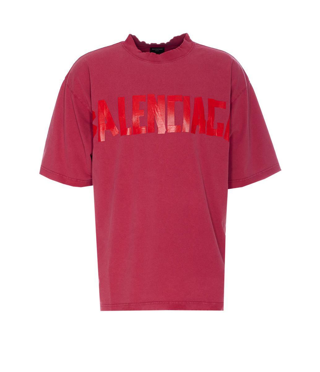 Balenciaga Tape Type Raspberry-Coloured T-Shirt for Men | Lyst