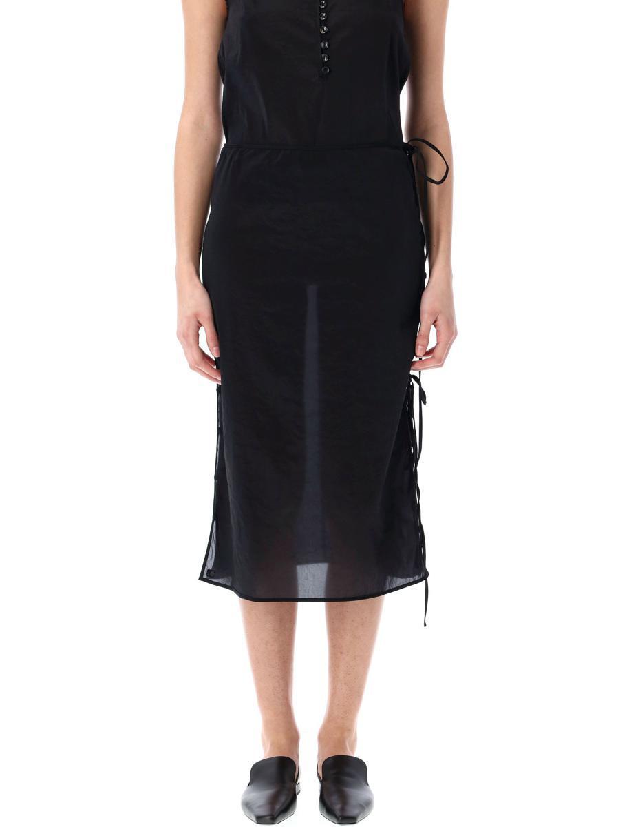 [LOW CLASSIC] / ☆ 25SS SEE-THROUGH BUTTON LOOP SKIRT /BLACK LOW CLASSIC see-through button-loop midi skirt | REVERSIBLE
