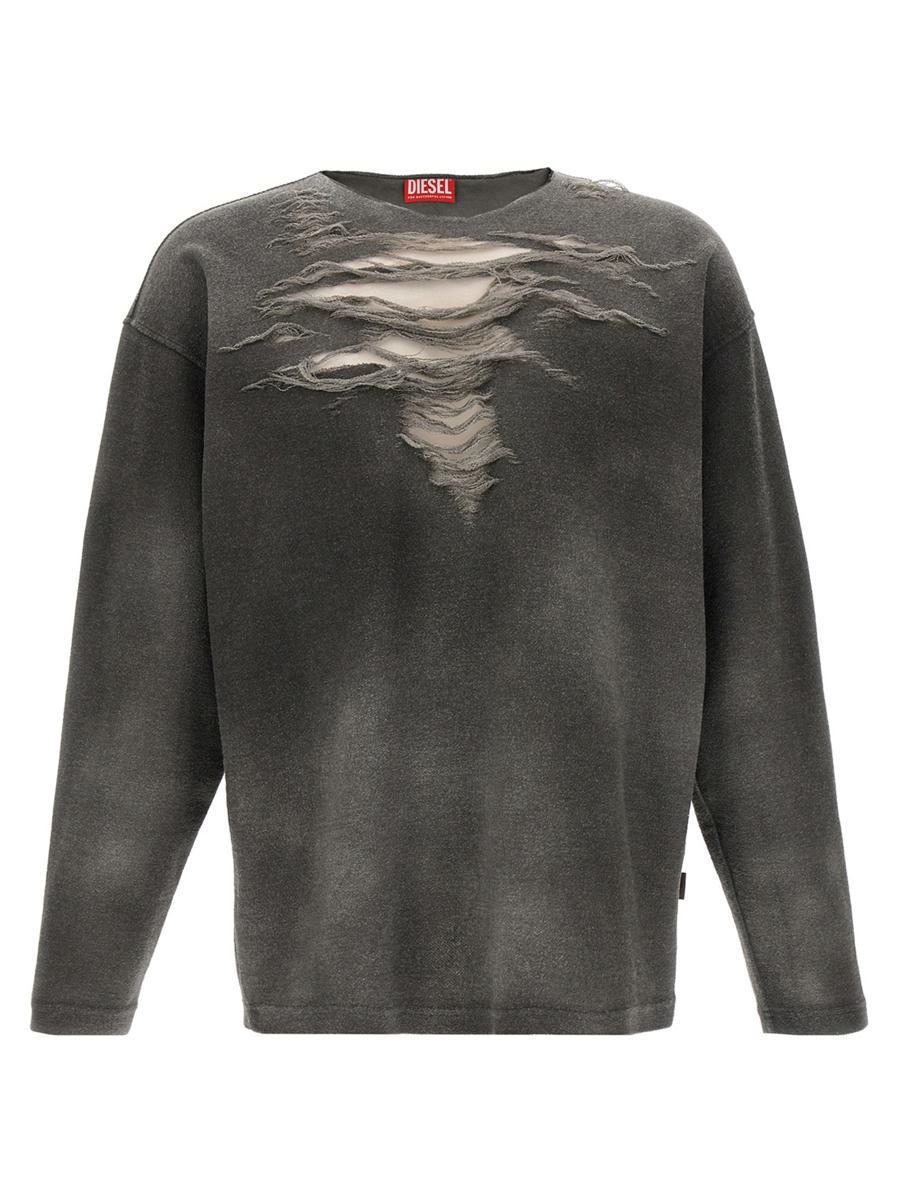 スウェット・トレーナー DIESEL 'S-Ruben' sweatshirt Men's Sweatshirt with distressed front | Grey | Diesel