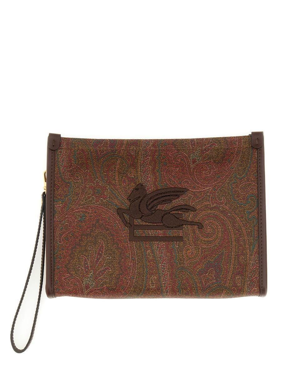 Etro Paisley Jacquard Mini Pouch Handbag in Brown | Lyst