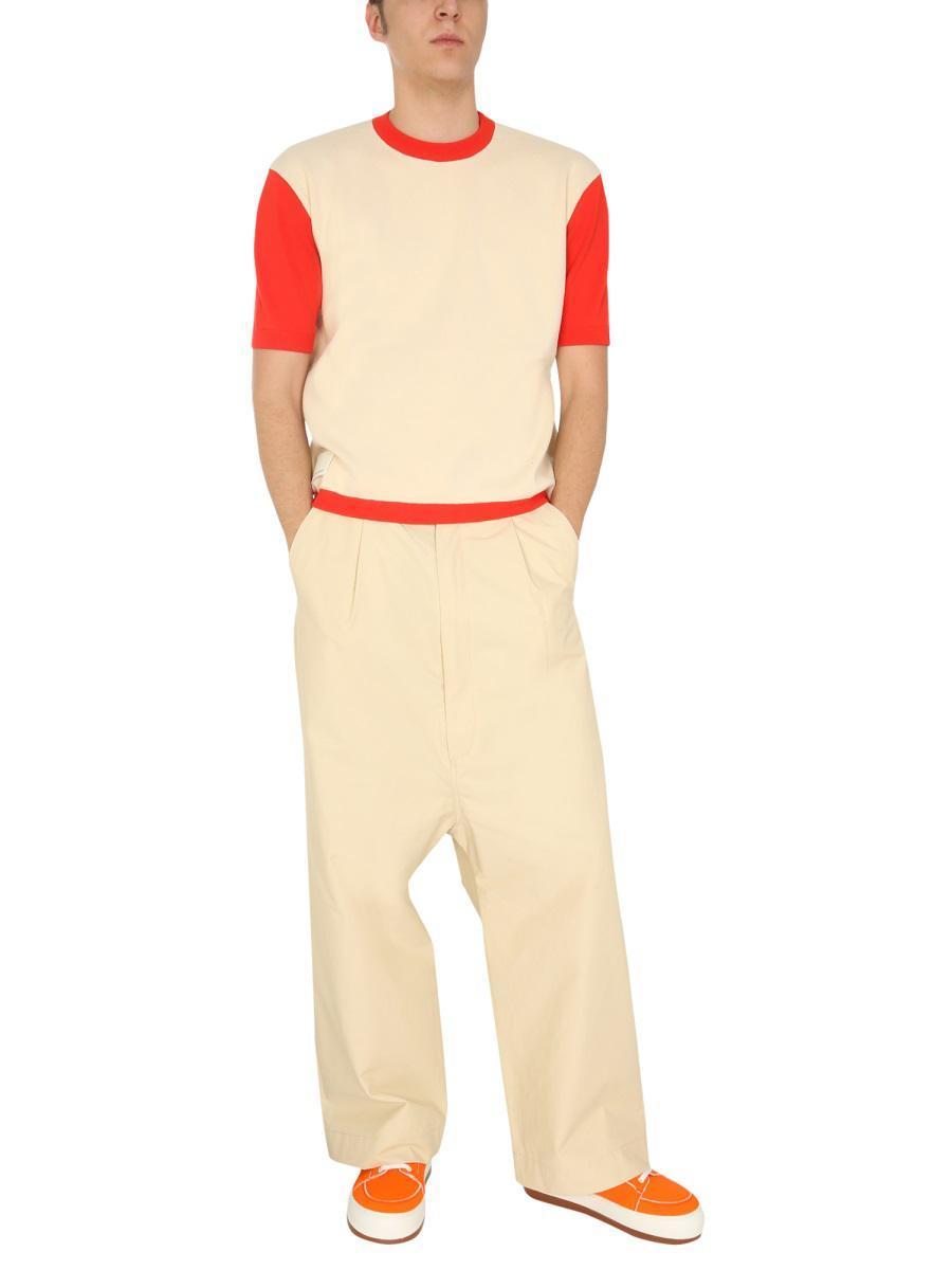 Sunnei T-Shirt With Contrasting Profiles in Orange for Men