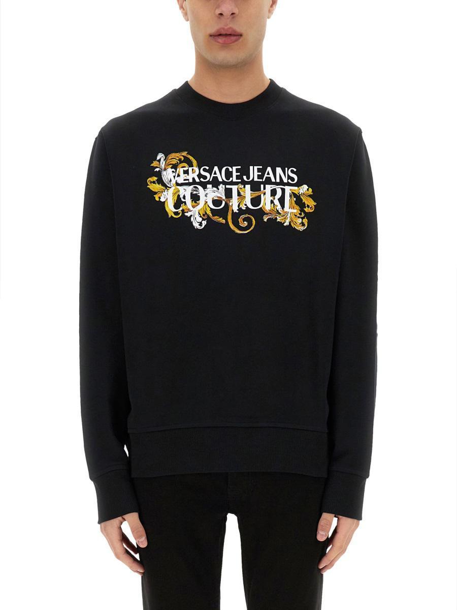 スウェット・トレーナー Versace Jeans Couture Sweatshirt With Baroque Outline Logo Versace Jeans Couture Sweatshirt With Baroque Outline Logo