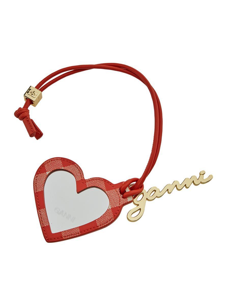 GANNI Bou Leopard Heart Mirror バッグチャーム Ganni Leopard Bou Heart Mirror | Liberty